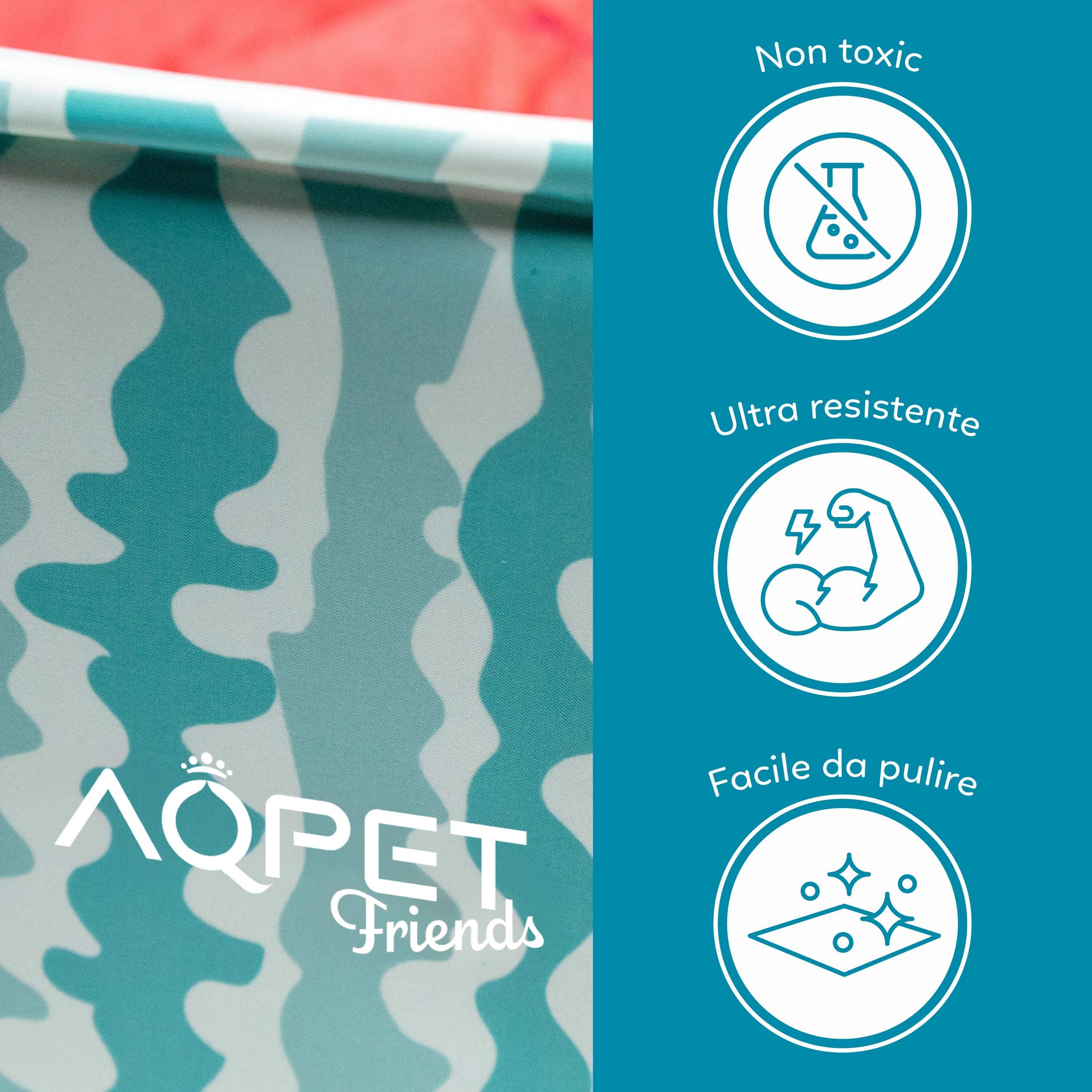AQPET AqpetFriends - Piscina de plástico para Perros y Mascotas, Plegable, 120 x 30 cm, diseño de Frutas