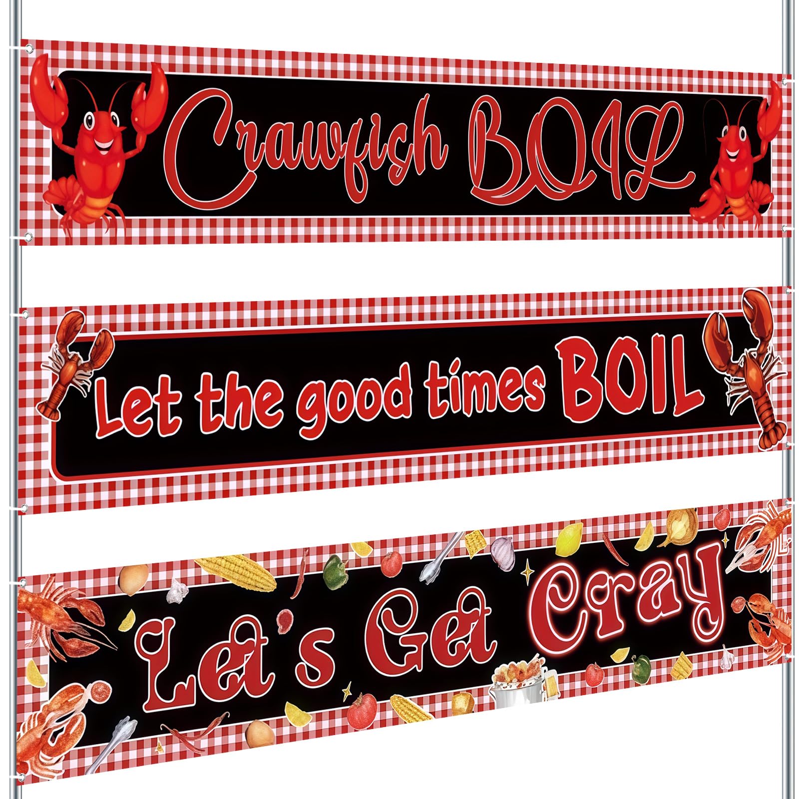 Remagr 3 Pcs Crawfish Banner Crawfish Boil Party Decorations
