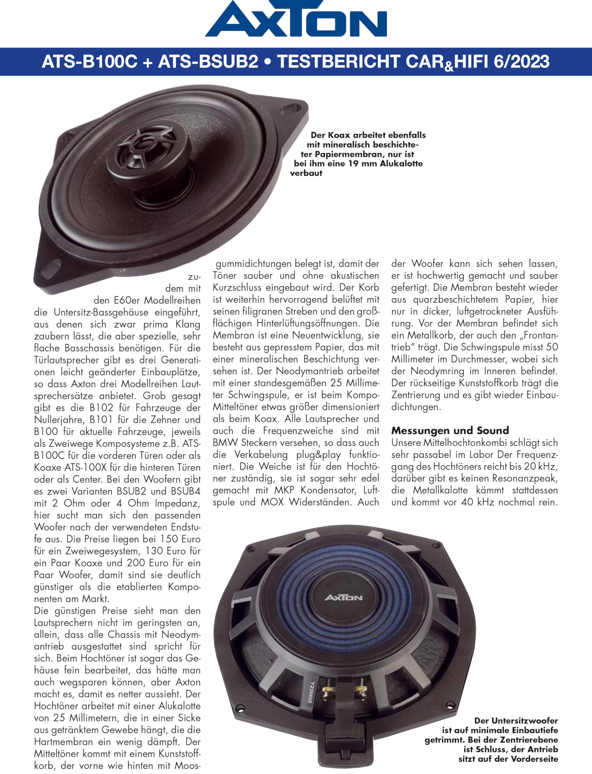 Axton ATS-BSUB2 | Specific 20cm Untersitzbass für BMW