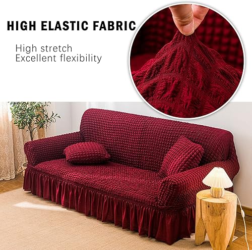 Miniatura 2 de Jeloris - Funda elástica para sofá, fácil de ajustar, universal, con faldón, protector de muebles de alta elasticidad, lavable y duradera para niños