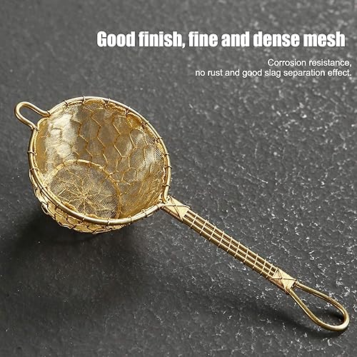 Miniatura 4 de Infusor de té de cobre colador de malla densa reutilizable filtro de tetera de hojas sueltas con mango largo para tetera