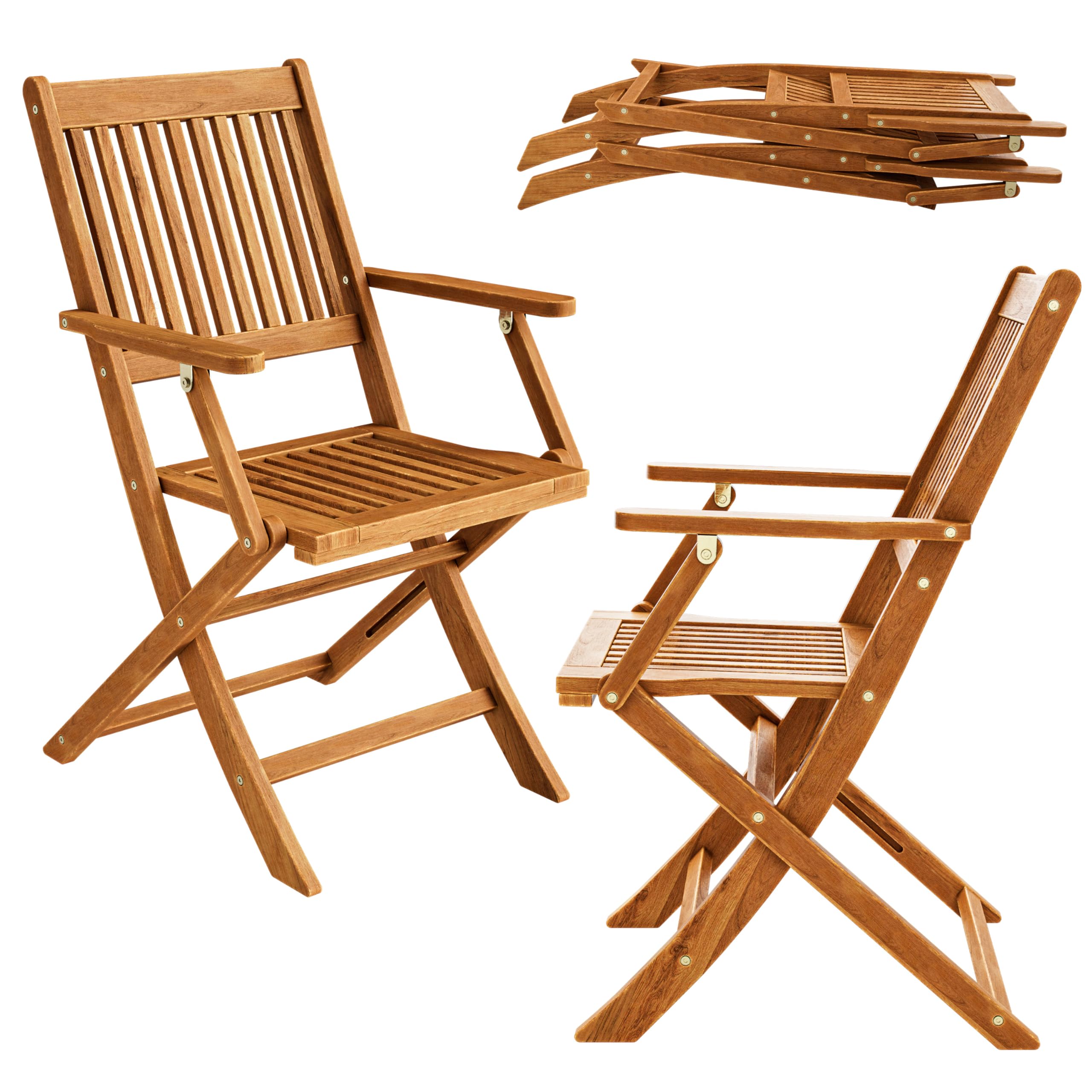 Deuba 2 Sedie da Giardino Sydney Set Pranzo Pieghevoli Legno di Acacia braccioli Certificazione FSC