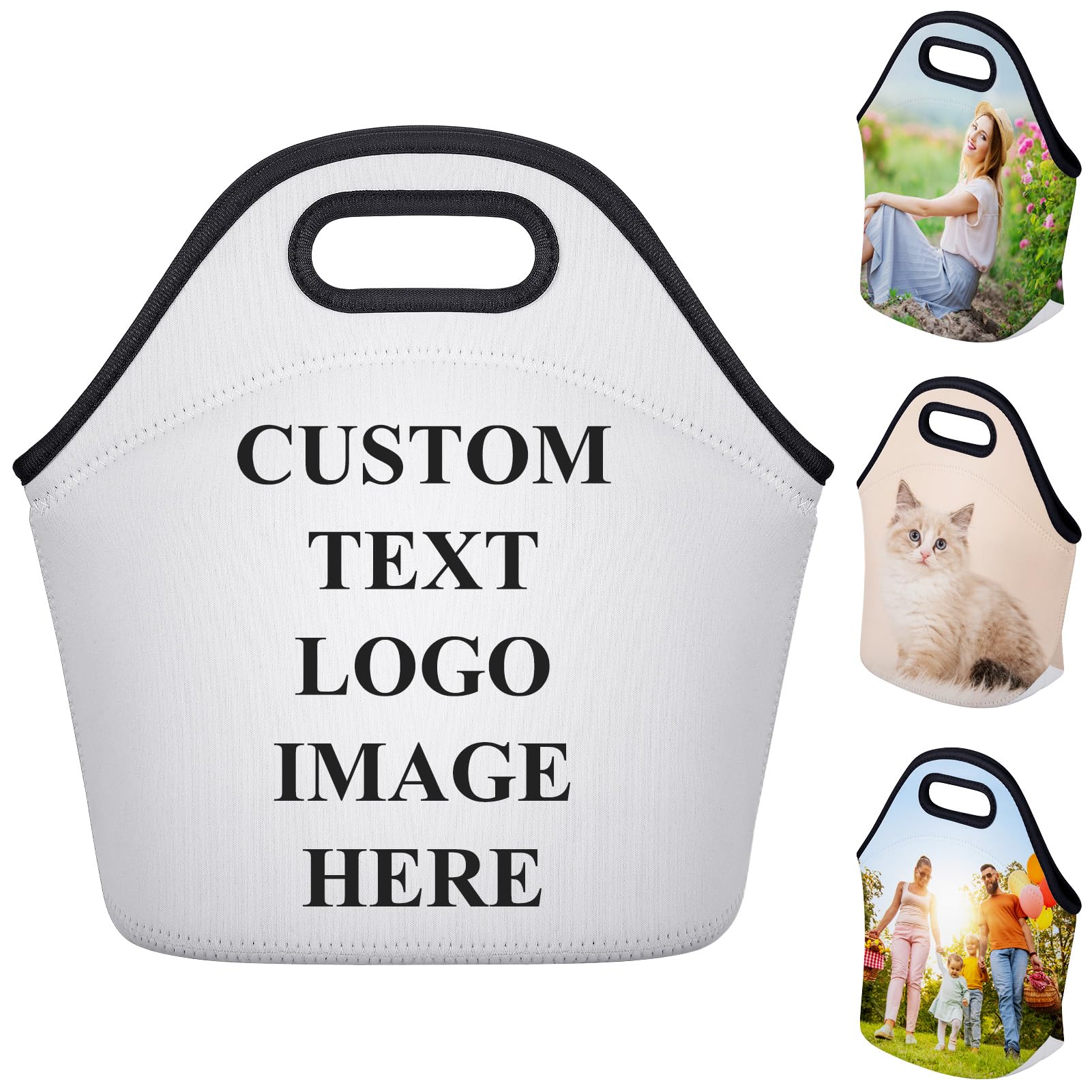 Custom Printed Neoprene Lunch Tote Bag Waterproof Picnic Lunch Bag Fullcolor Thermal Food Lunch Cooler Bag For Kids Adults