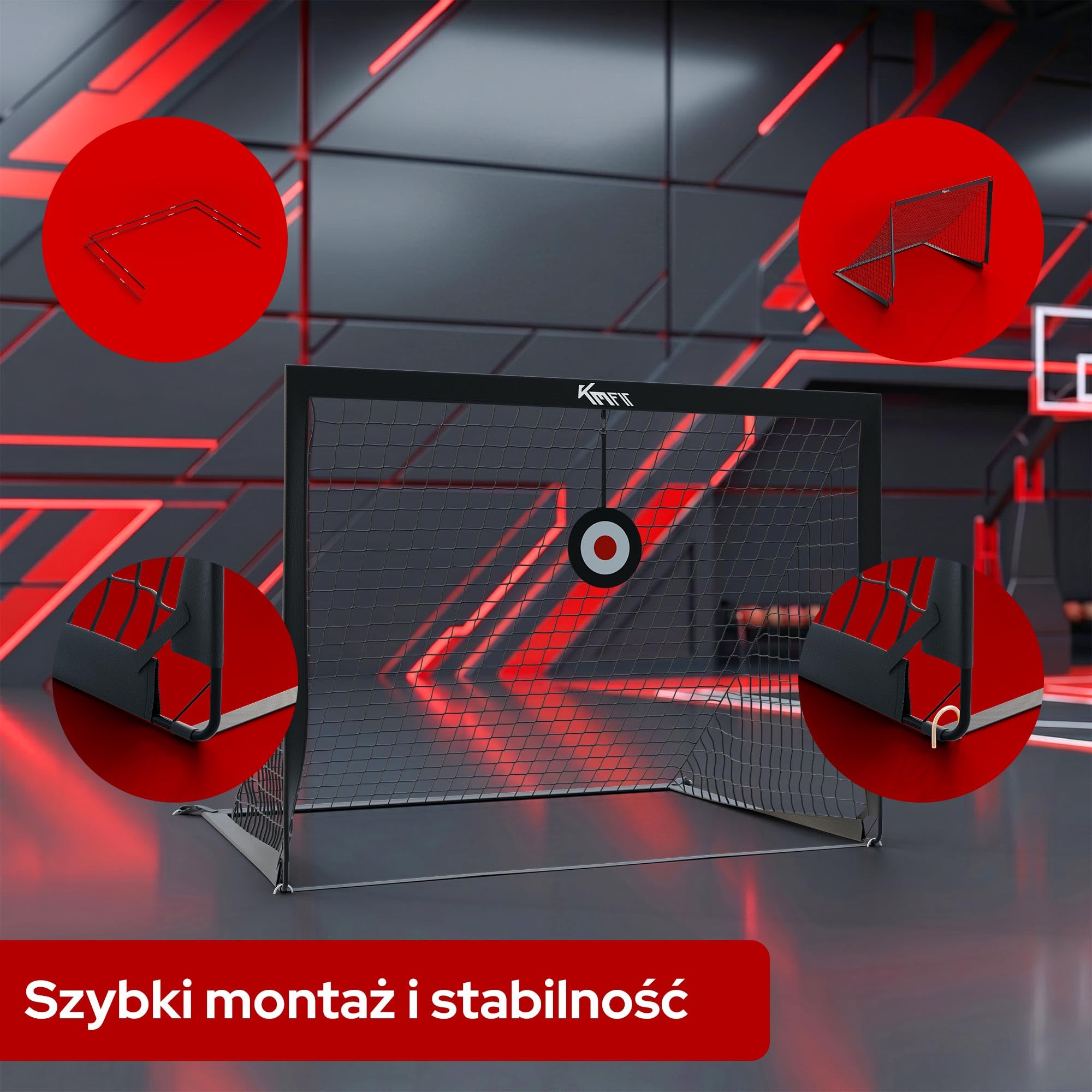 KM-Fit Zestaw 2 Bramki Piłkarskie 120 x 90 cm z Regulowanymi Celami Treningowymi | Bramka Piłkarska dla Dzieci do Ogrodu | Kotwy i Torba w Zestawie