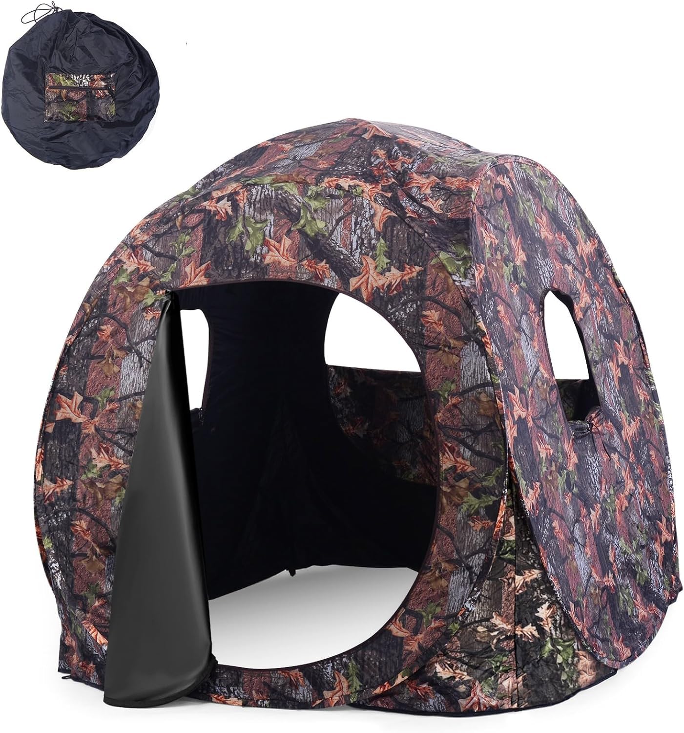 GYMAX Tienda de campaña de caza plegable con bolsa de transporte, resistente a la intemperie, con visión de 360°/270° y entrada, tienda de campaña para senderismo, caza y camping, camuflaje
