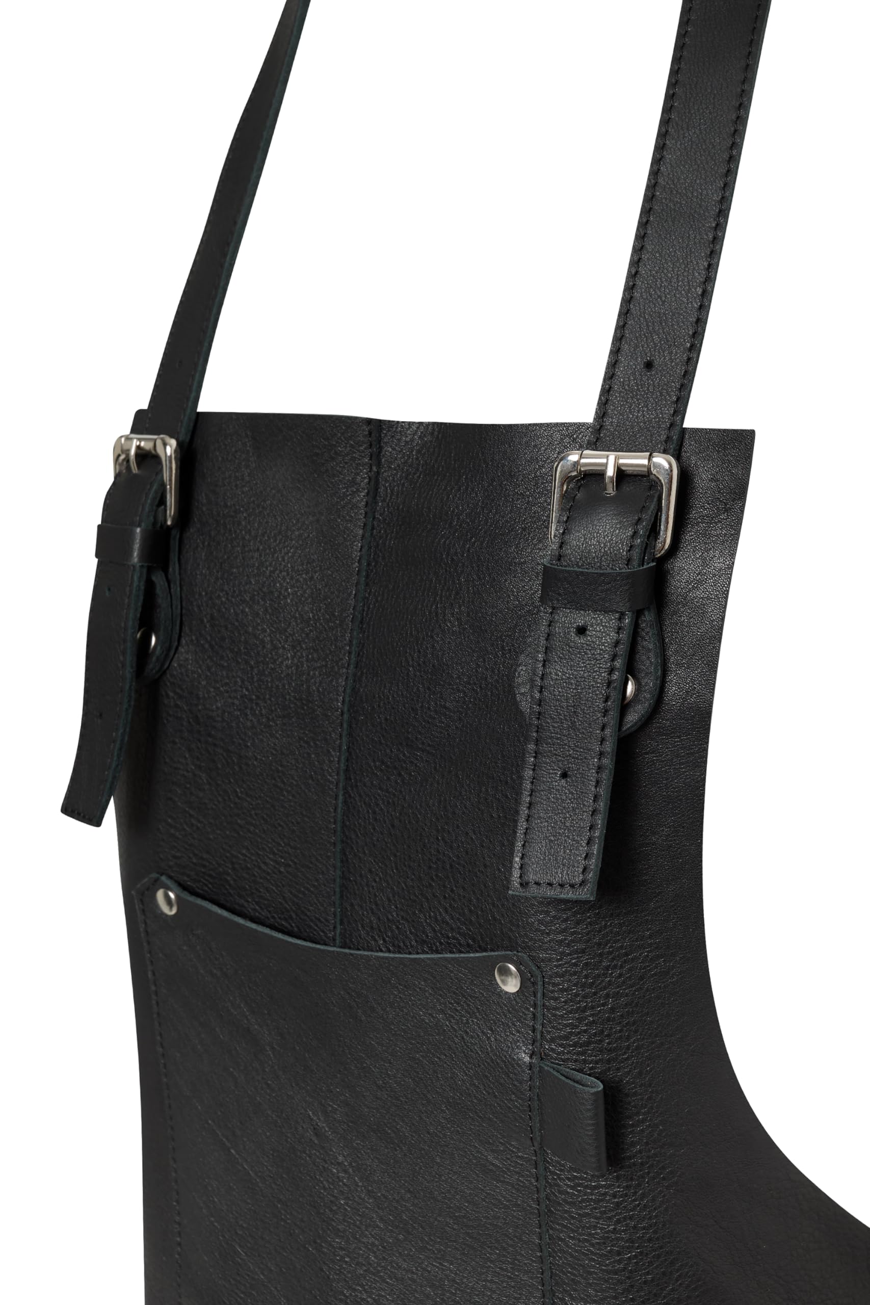 Delantal Hombre Cocina y Barbacoa. Mandil Hombre en Cuero Negro. Práctico con Bolsillo para Accesorios Barbacoa
