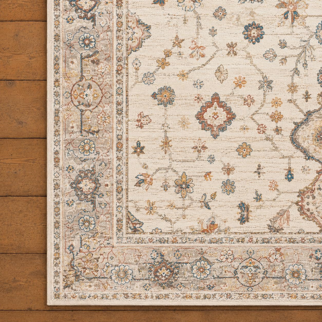 AIDA HOME Panare Teppich Beige Waschbar rutschfest Chenille Vintage Teppich 200 x 300 cm