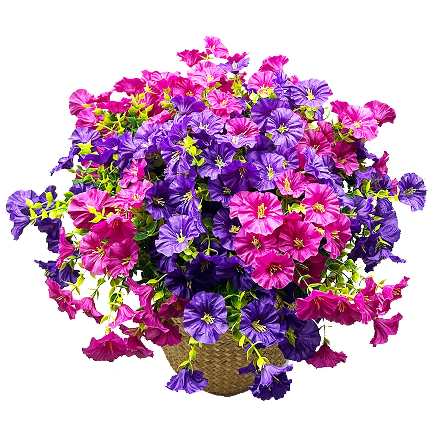 SAING S A I N G 12 Bundles Artificial Flowers Faux Plants for Outdoors Morning Glory Fake Flowers UV Resistant No Fade for Garden Porch Patio Window