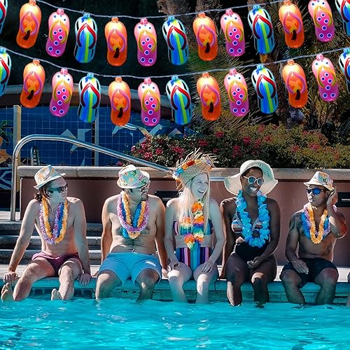 Miniatura 3 de Decoraciones de fiesta en la playa de 9 pies, 10 pantuflas para exteriores, tira de luces para fiestas al aire libre, para bodas, cumpleaños, jardín