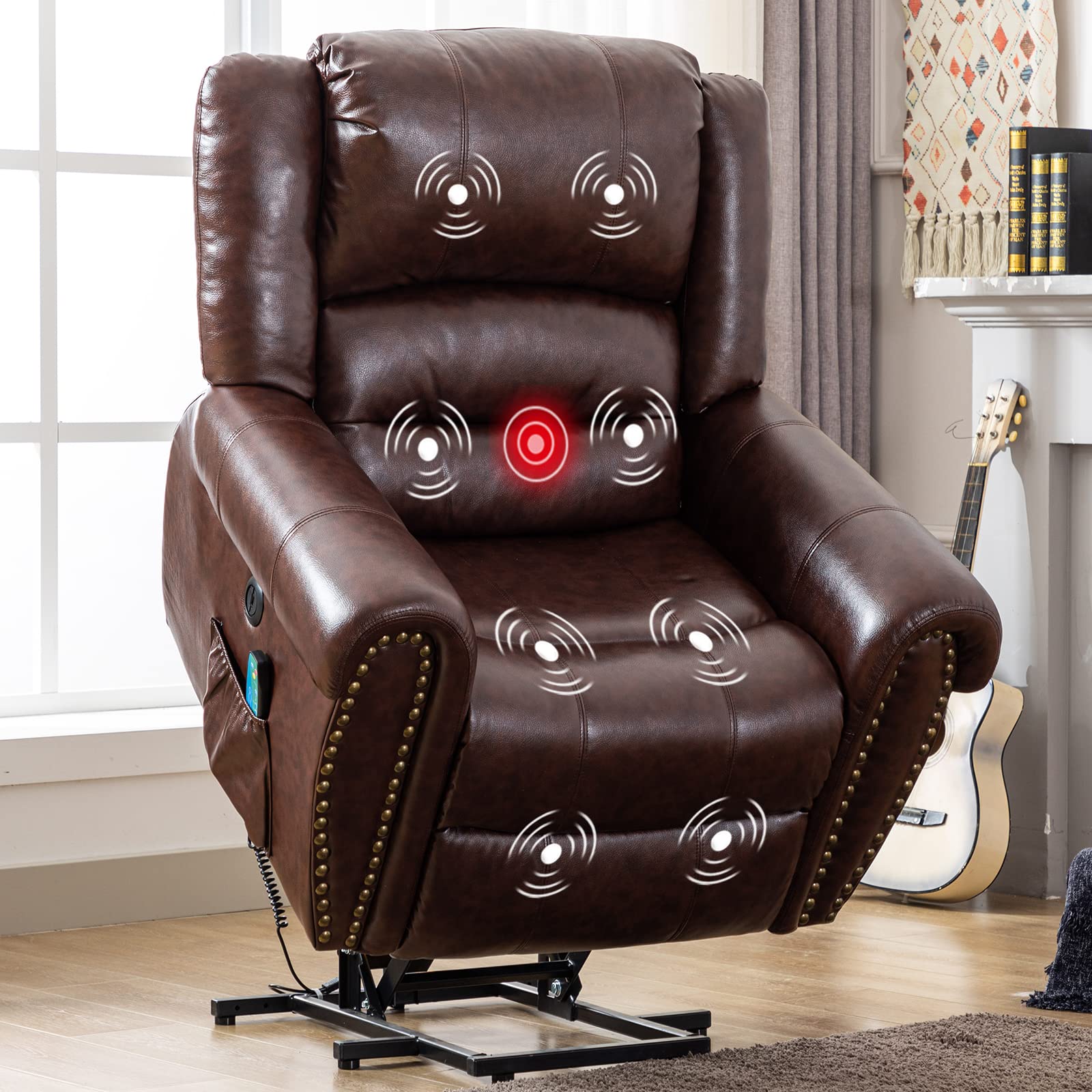 Buy ANJ Large Power Lift Recliner Chairs with Massage and Heat, Faux