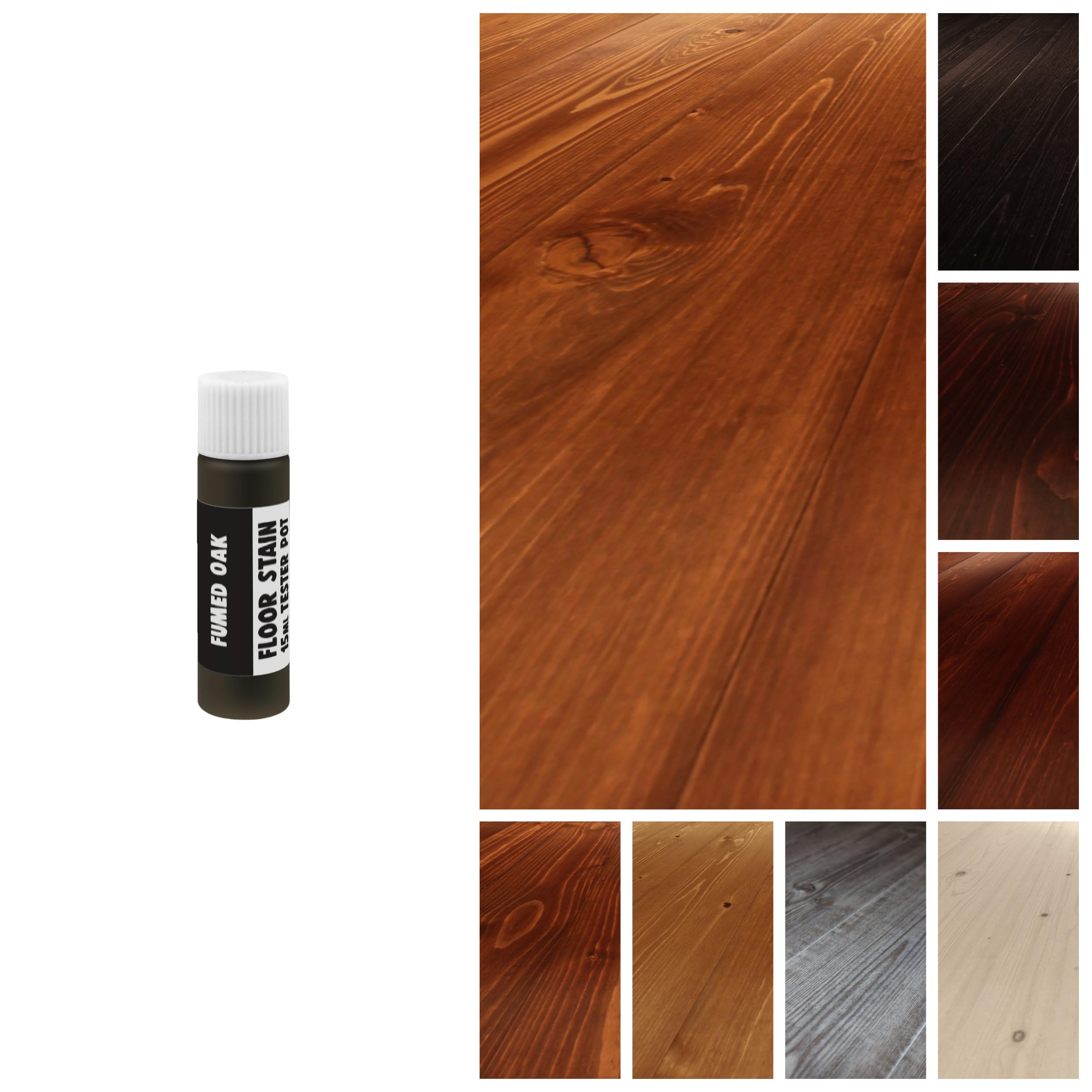 Littlefair's Fumed Oak Wood Floor Stain Water-Based (Fumed Oak) - Quick Drying, Non-Toxic, Eco-Friendly & Low Odour - 15Ml Tester Pot