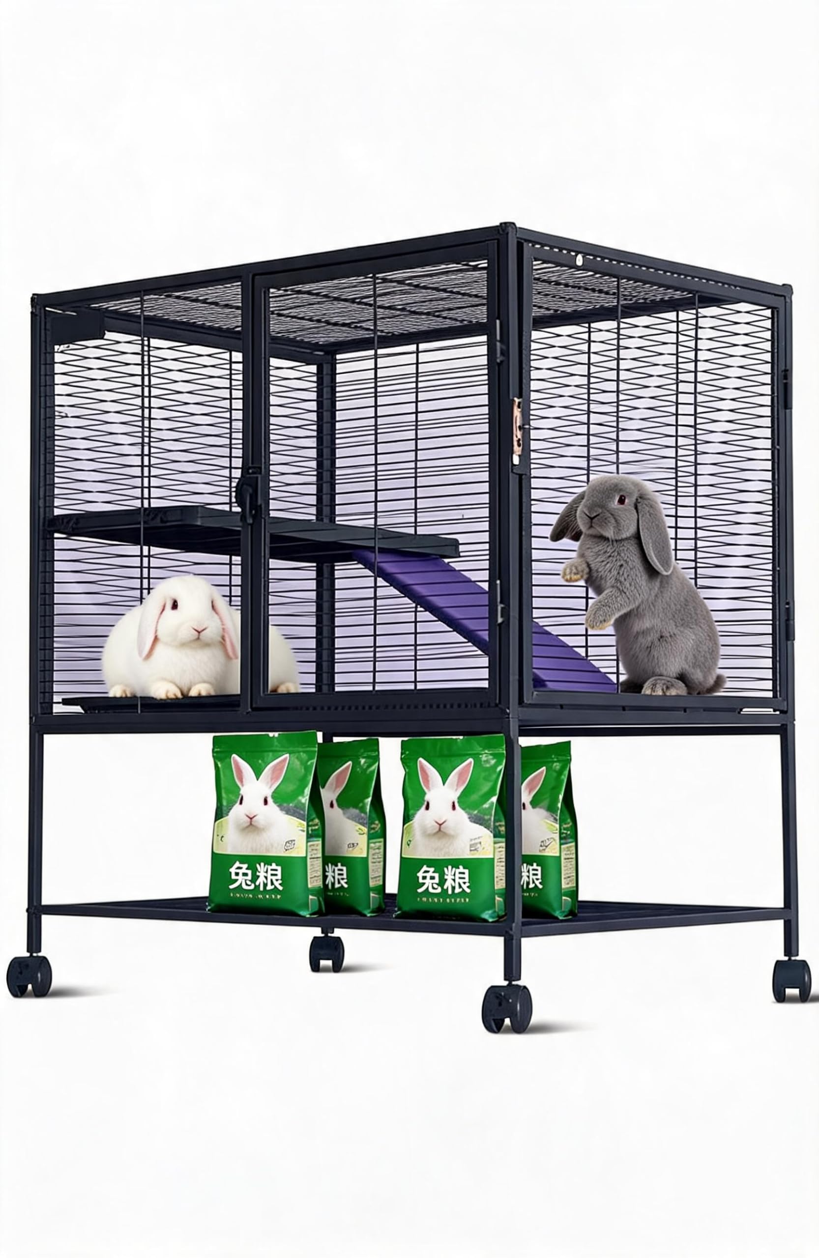 Garvee Mehrstöckiger Kleintierkäfig Aus Metall, BPA-Frei | 3 Etagen mit Sicherheitsverriegelung, herausnehmbarer Wanne & Rampe, für Frettchen, Hamster, Kaninchen in Innenräumen