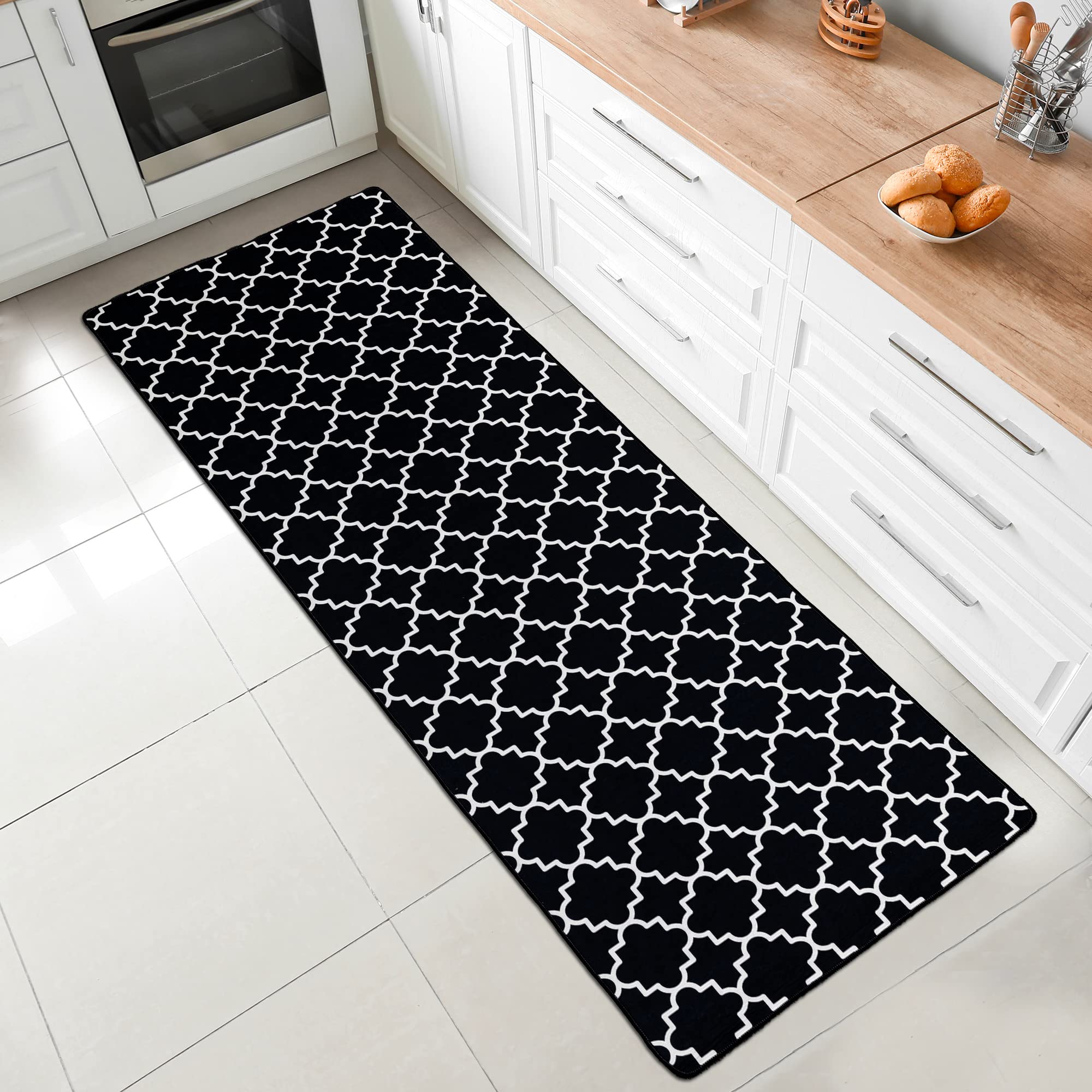 Tappeto passatoia cucina 60x200 nero bianco
