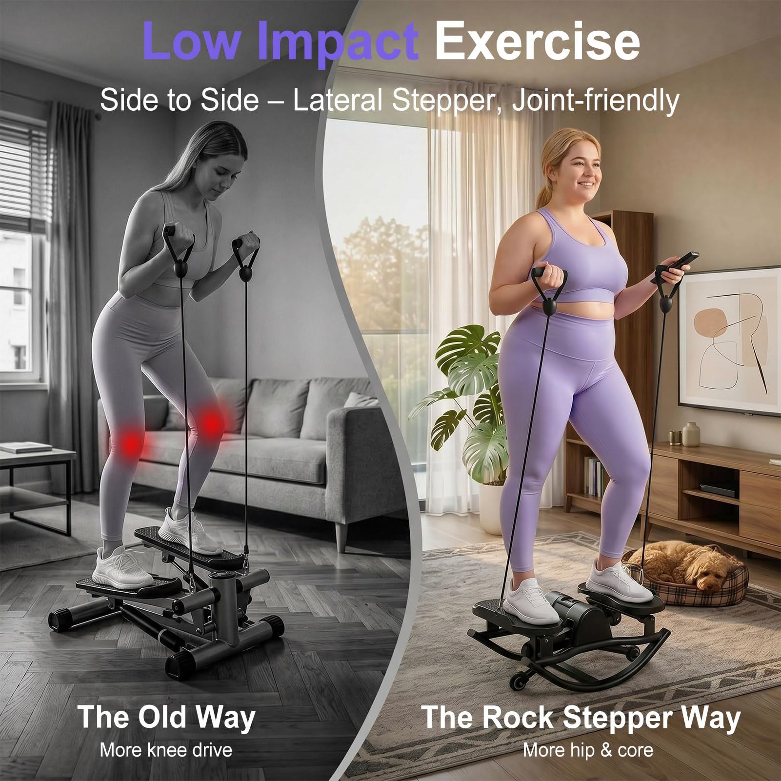 Upgraded Rock Stepper Fitness Casa, Movimento Laterale Mini Twist Stepper Silenzioso Delicato Sulle Articolazioni per Fianchi, Gambe, Glutei