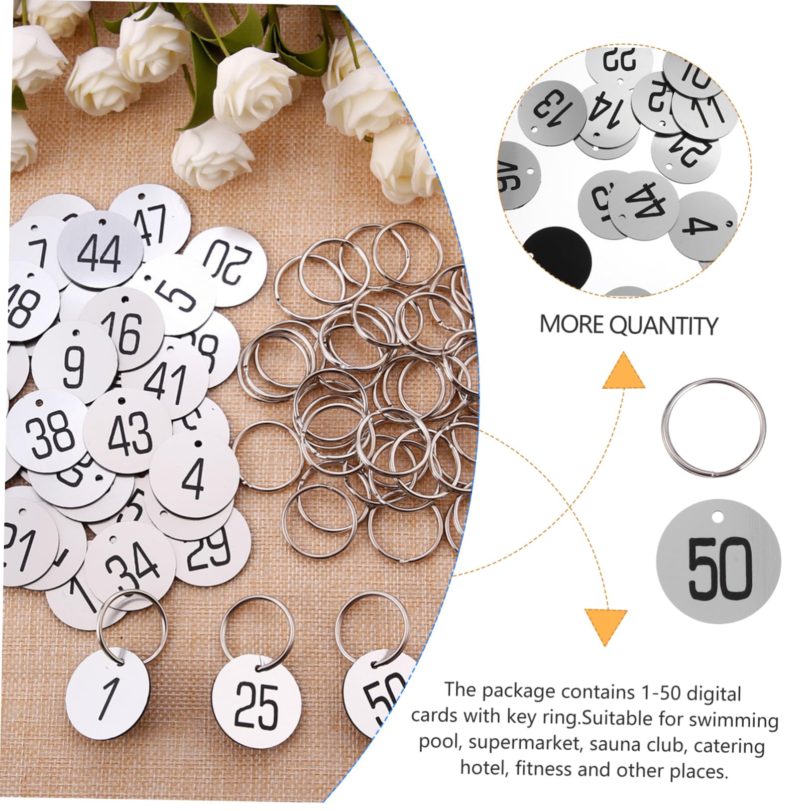 Amazon | Toyvian 50個 丸型番号タグ プラスチック製 刻印番号タグ