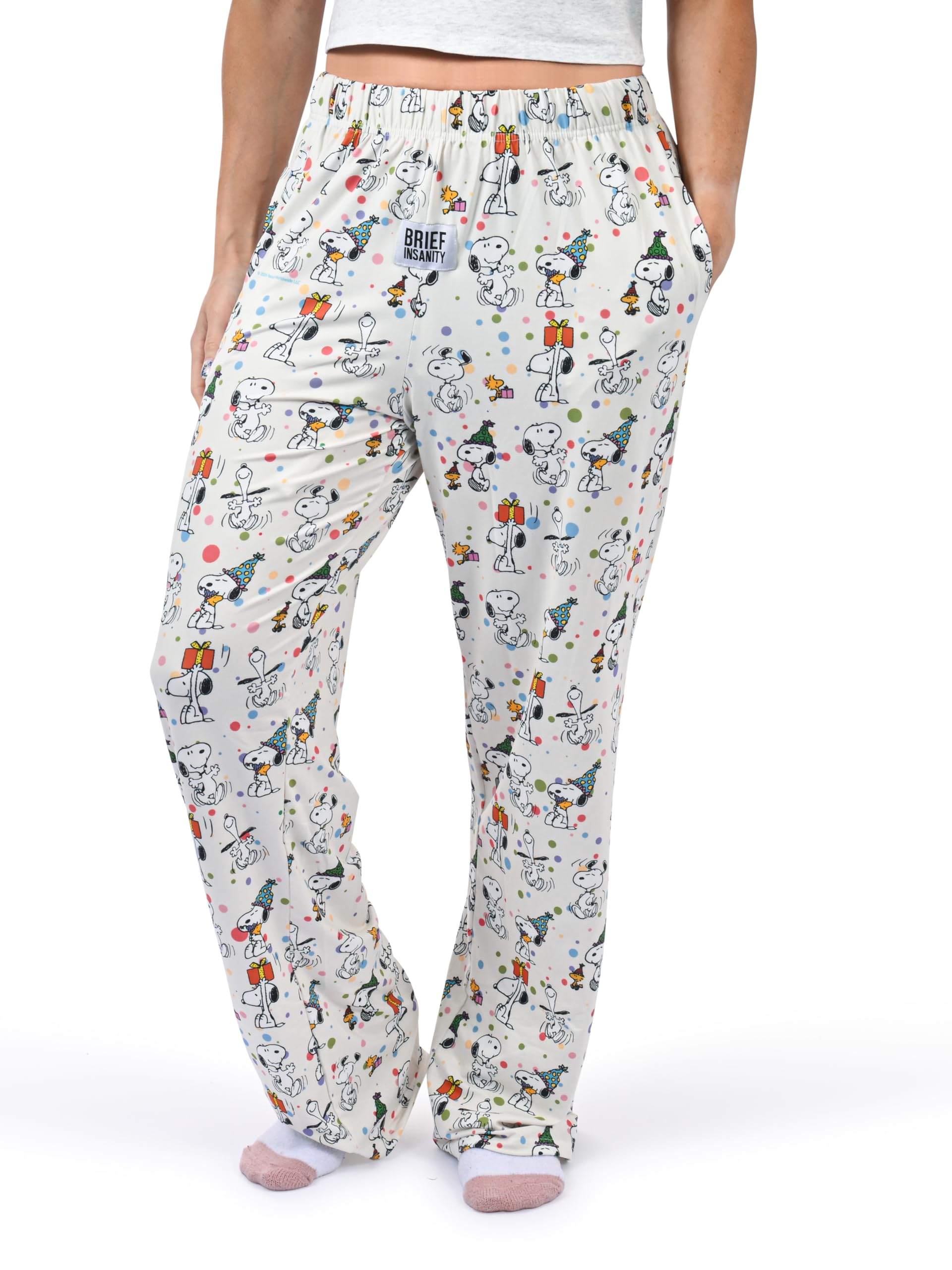 BRIEF INSANITY Snoopy weiche Pyjamahose, bequeme Loungehose mit Snoopy- und Pickleball-/Wohnmobil-/Party-Designs