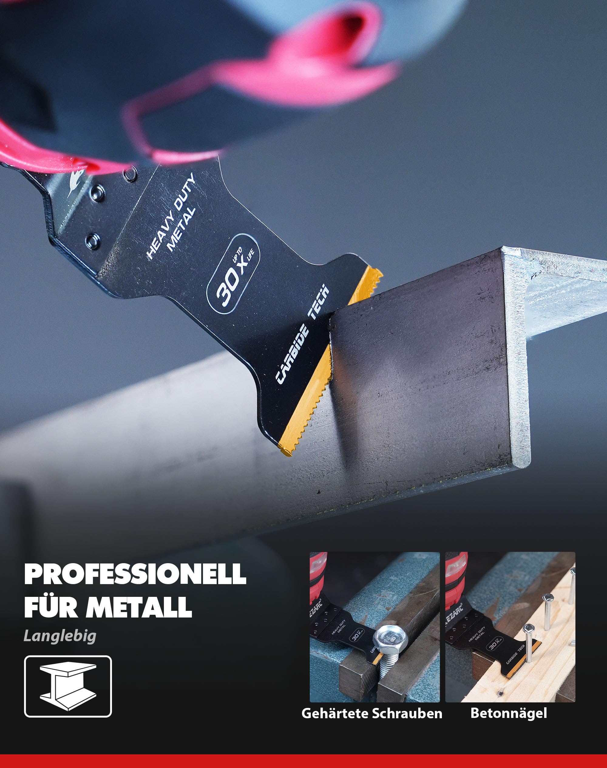 EZARC Hartmetall Multitool Sägeblätter, für Metall und Bolzen, 10tlg | Carbide-Zähne, 30-fache Lebensdauer, Carbide-Laserschweißtechnologie, für Edelstahl, gehärtete Schrauben, Stahlnägel