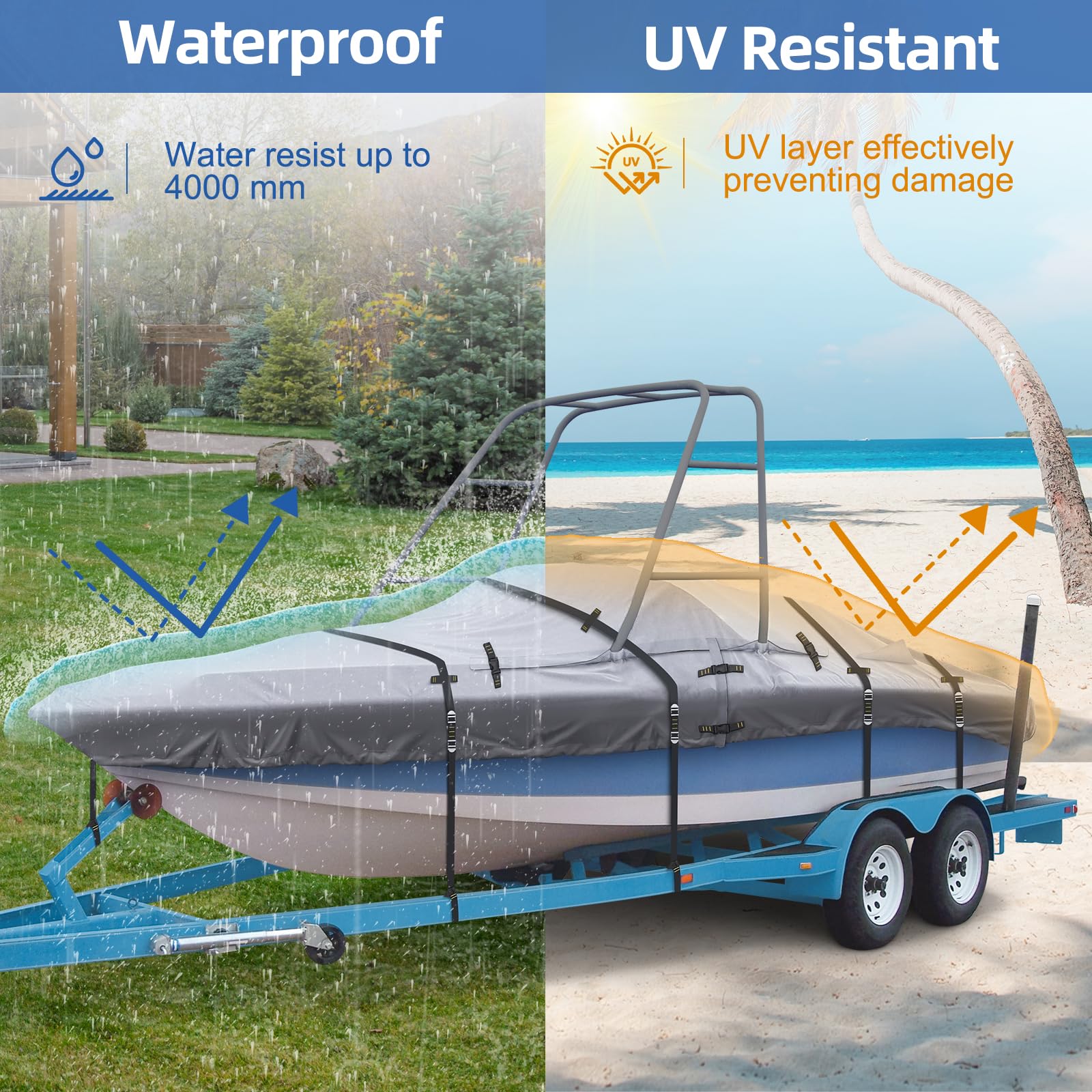 Seapisode 900D Ski & Wakeboard Tower Boat Cover, Waterproof Fade