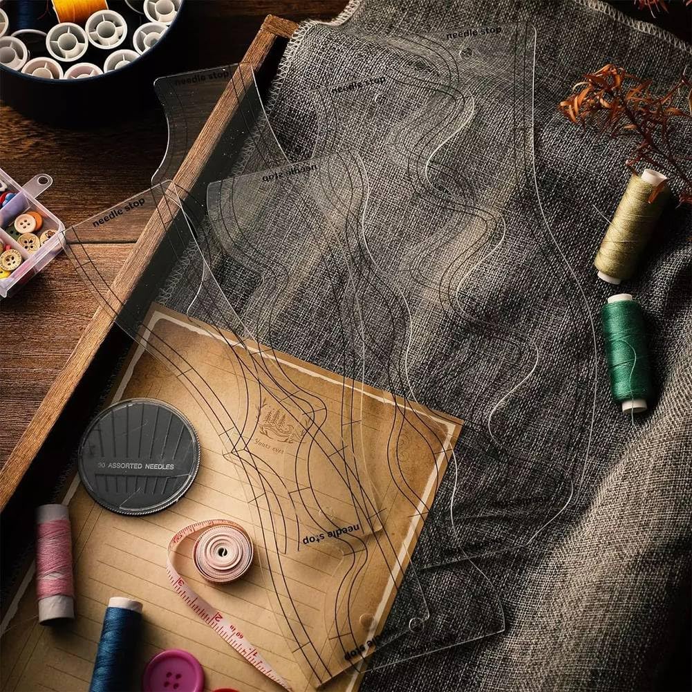 5 Quilt Vorlagen Acryl - Wellen Lineale Für Nähmaschinen