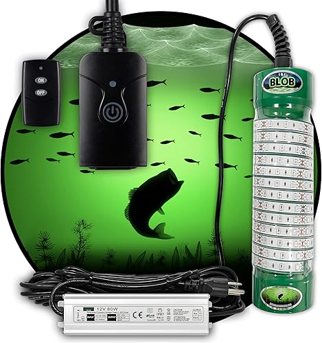 Miniatura 1 de Green Blob Outdoors Luz de pesca submarina de 110 voltios para muelles, LED con temporizador de fotocélula y control remoto 75001500030000 lúmenes