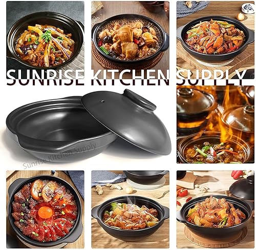 Miniatura 5 de Black Cazuela Clay Pot Sunrise Kitchen Supply (30 oz)
