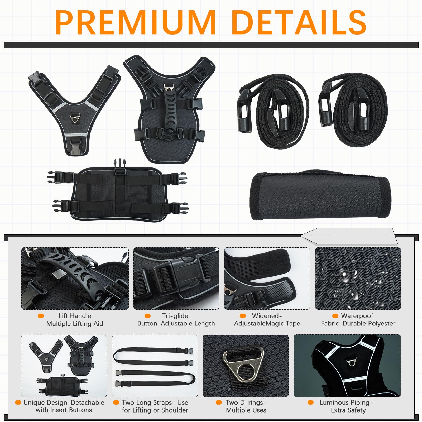 ROZKITCH Dog Lift Harness, Pet Chest Rear Support Aid Veterinarian Approved Sling for Old K9 Help with Poor Stability, Back Leg Hip Disabled Joint Injury Elderly Arthritis ACL Rehabilitation Rehab XL