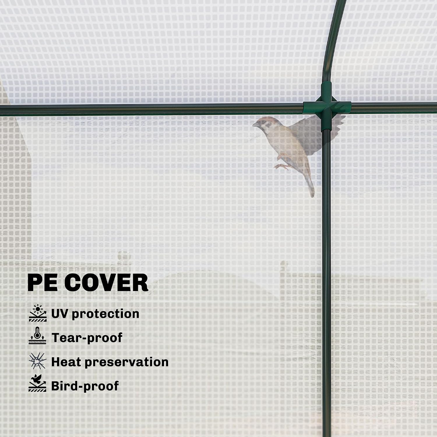 Outsunny Mini Greenhouse, Portable Greenhouse with Roll-Up Door and 2 Mesh Windows, Small Green House with PE Cover for Garden Patio Lawn, 78.7" x 29.5" x 74", White