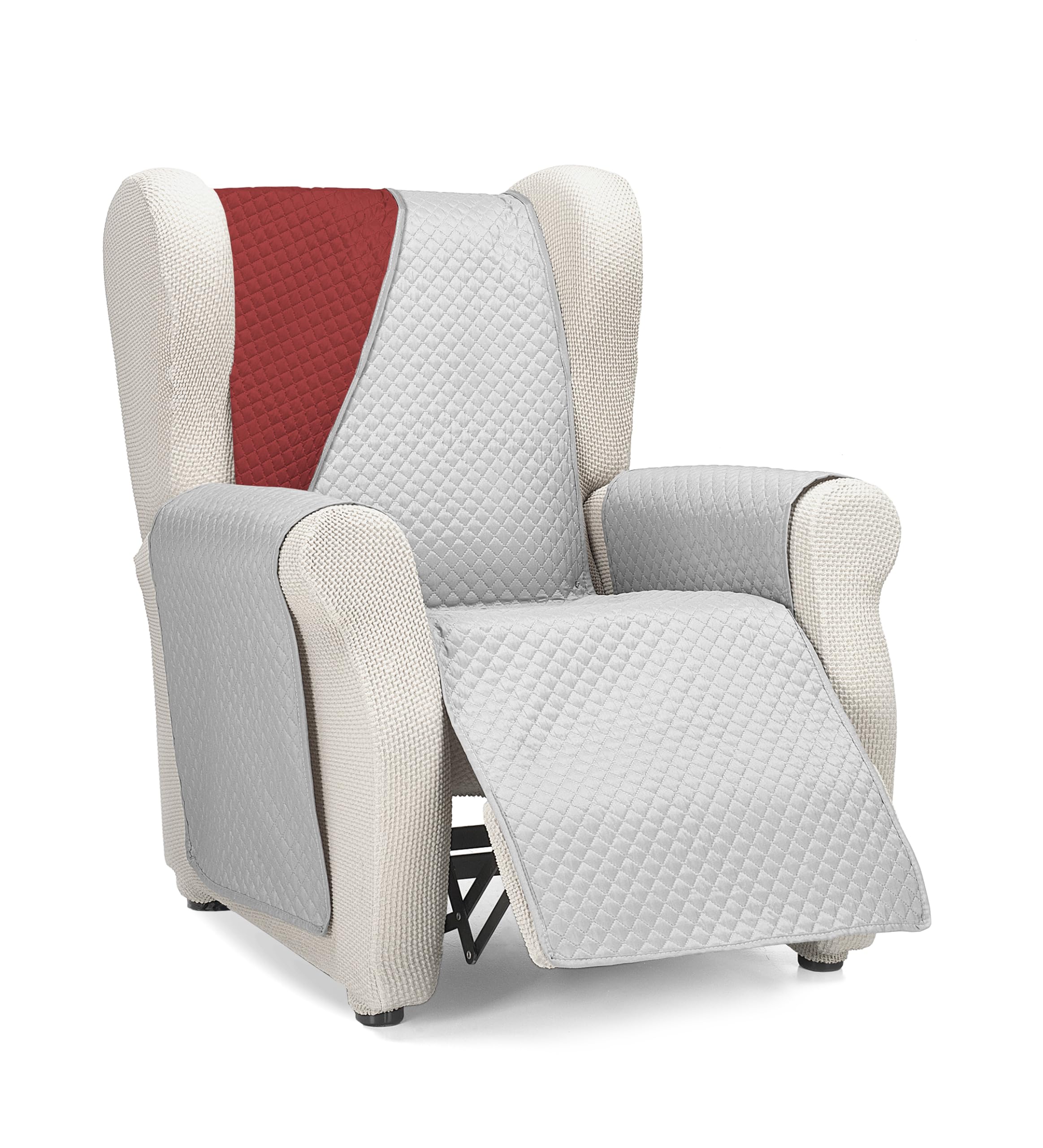 Martina Home Diamond 1 Seater Padded Sofa Cover/Relax – Grey/Rojo