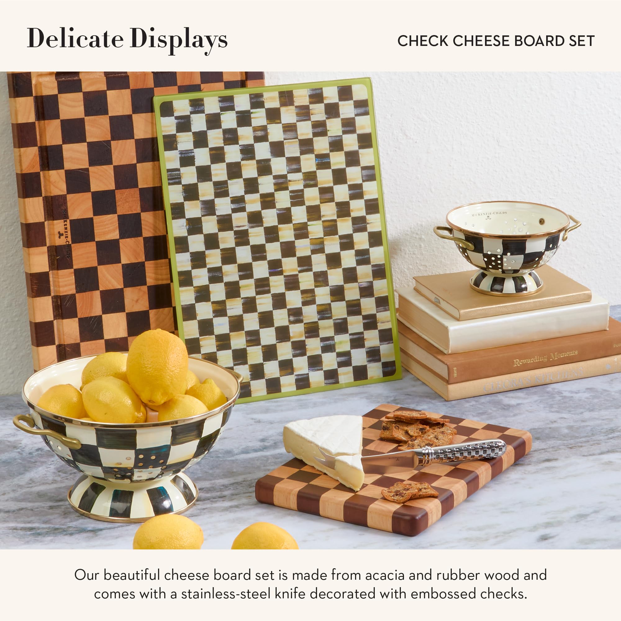 Amazon | MACKENZIE-CHILDS チェックチーズボードセット、木製チーズ