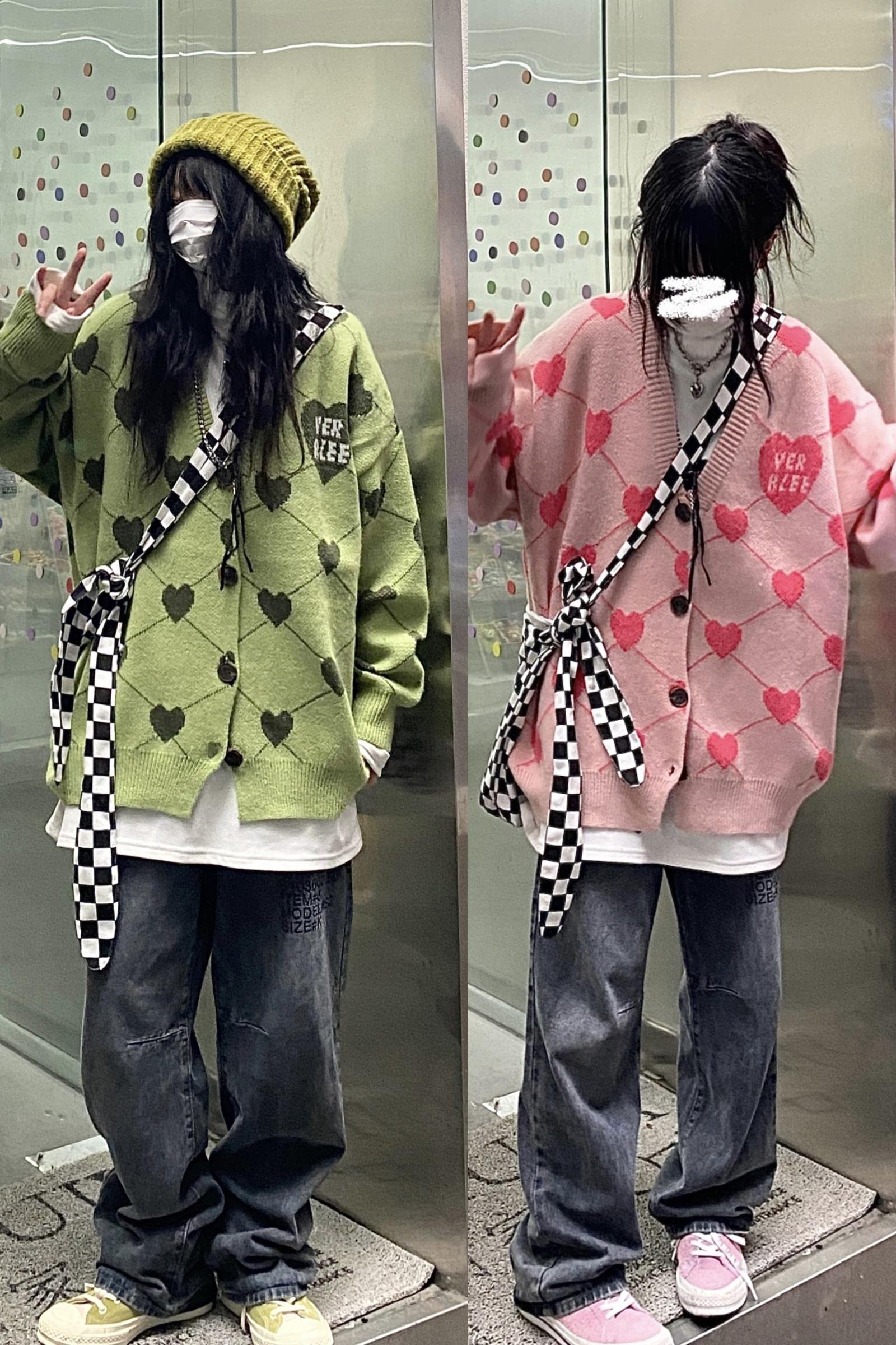 DIANN Suéter de Punto Mujer Chaqueta Rebeca Suelta Pareja de Estudiantes Salvajes en Tendencia Coreana Otoño e Invierno Rebeca-Rosa,M