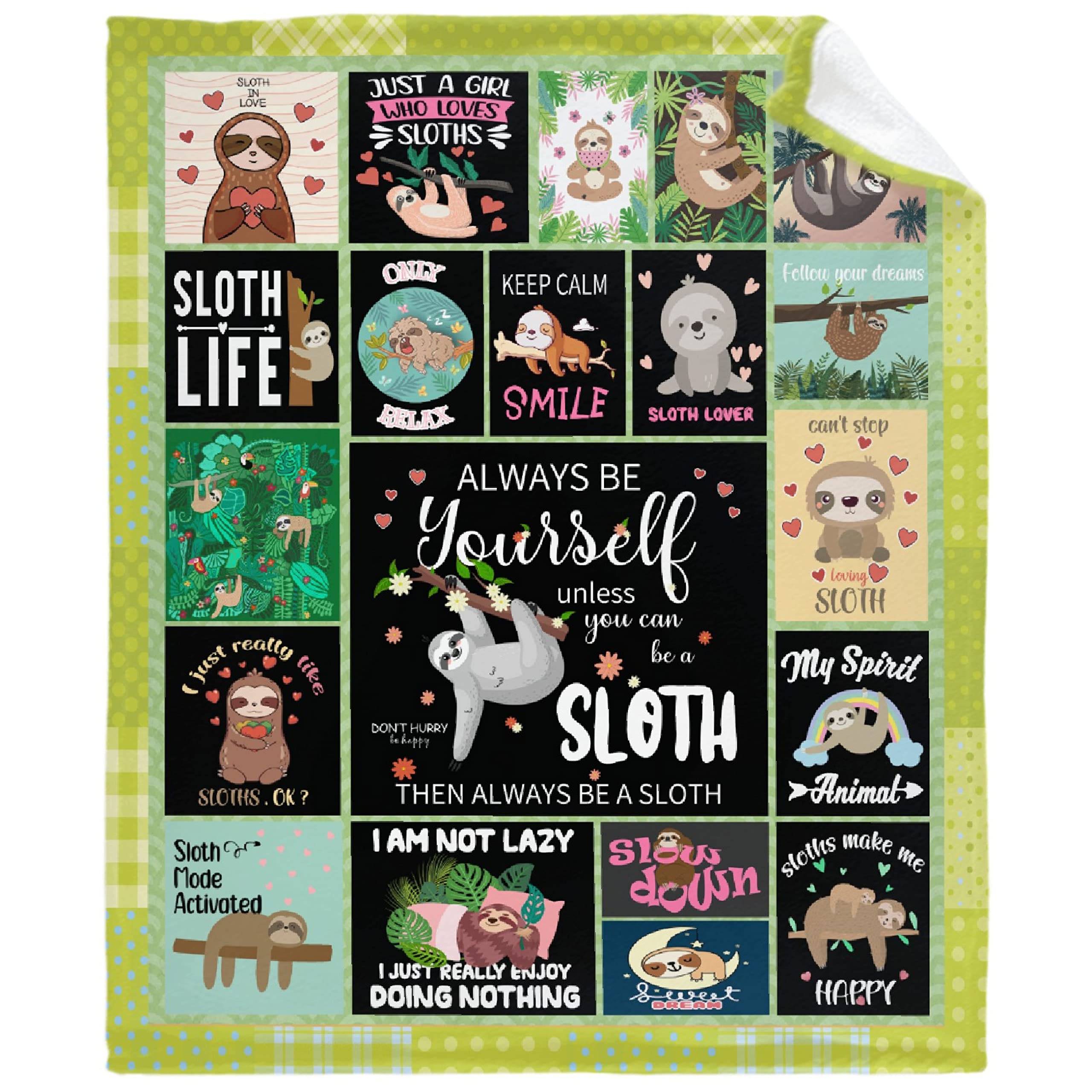 Always Be Yourself Unless You Can Be A Sloth Blanket Throws Gift for Girls Boys?Cute Decor Plush Soft Lightweight Flannel Fleece Blankets Manga Quilt for Bed Couch Chair 60x50In Teens