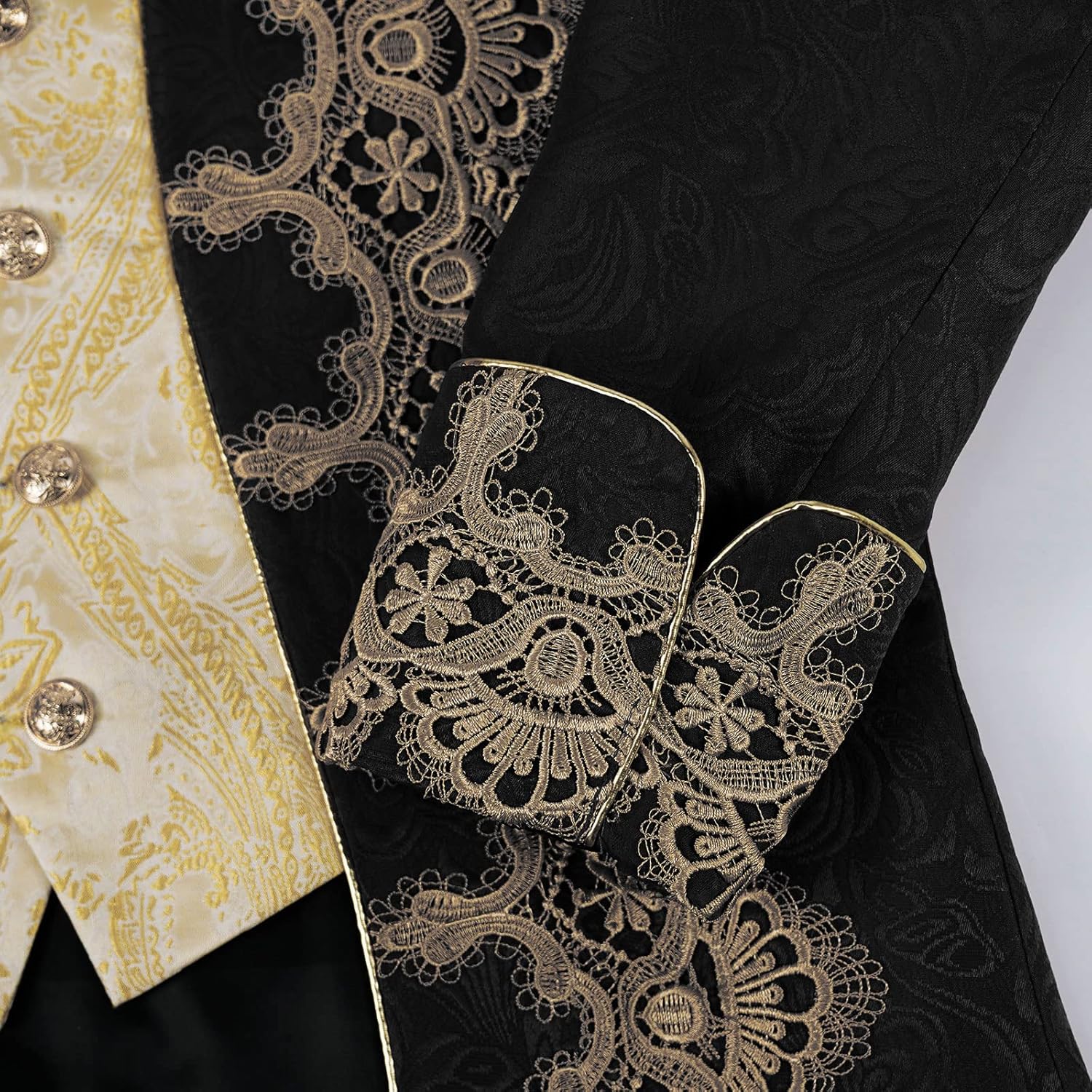 Men's Medieval Tailcoat Jacket Embroidery Vintage Gothic Steampunk Tuxedo - Image 6
