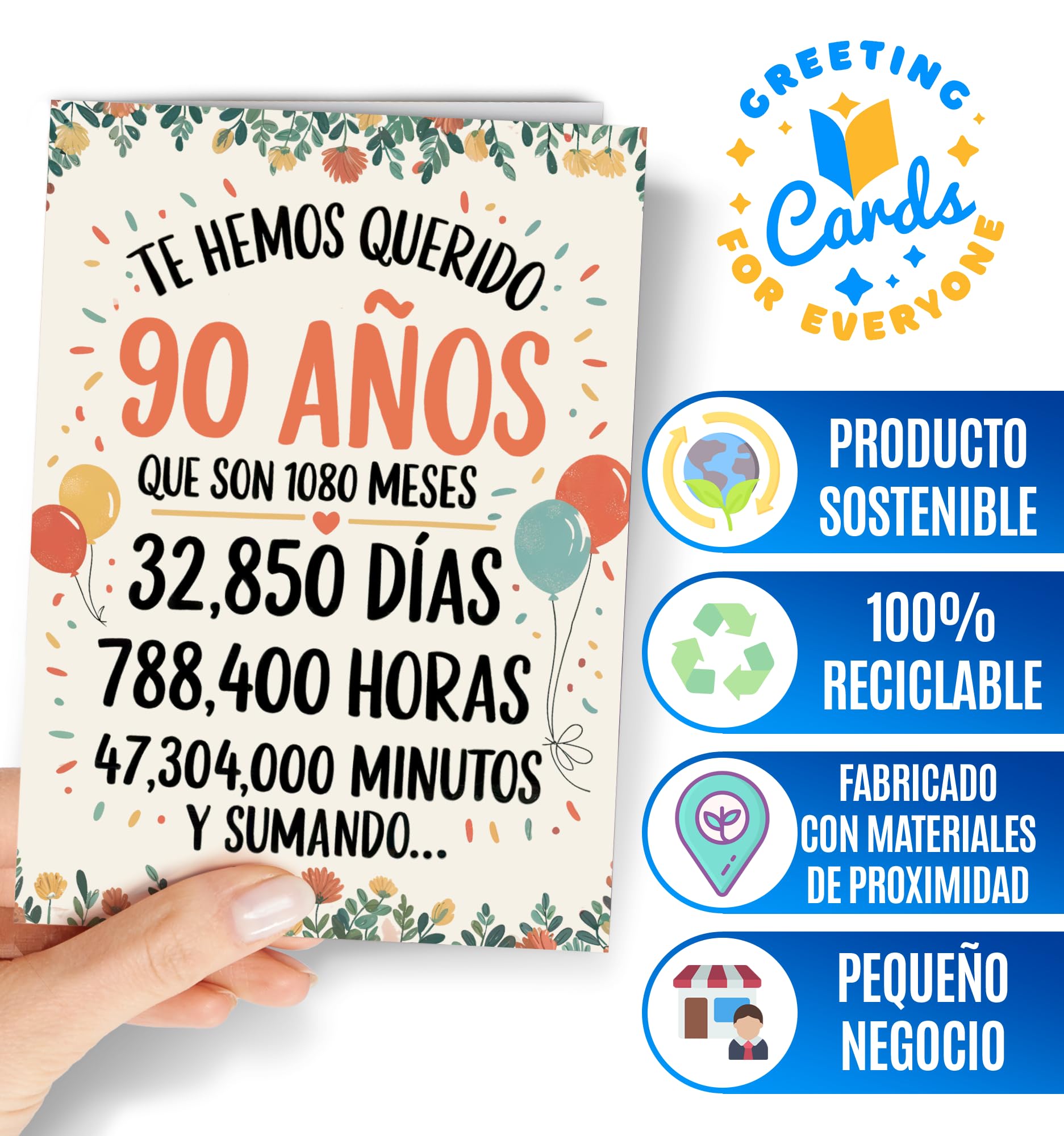 Karto Divertida Tarjeta De Cumpleaños 90 Para Hombres Y Mujeres, Tarjetas Grandes De 5.5 X 8.5 Pulgadas, Tarjetas De Cumpleaños De 90 Años Para él Y Ella, Sensación