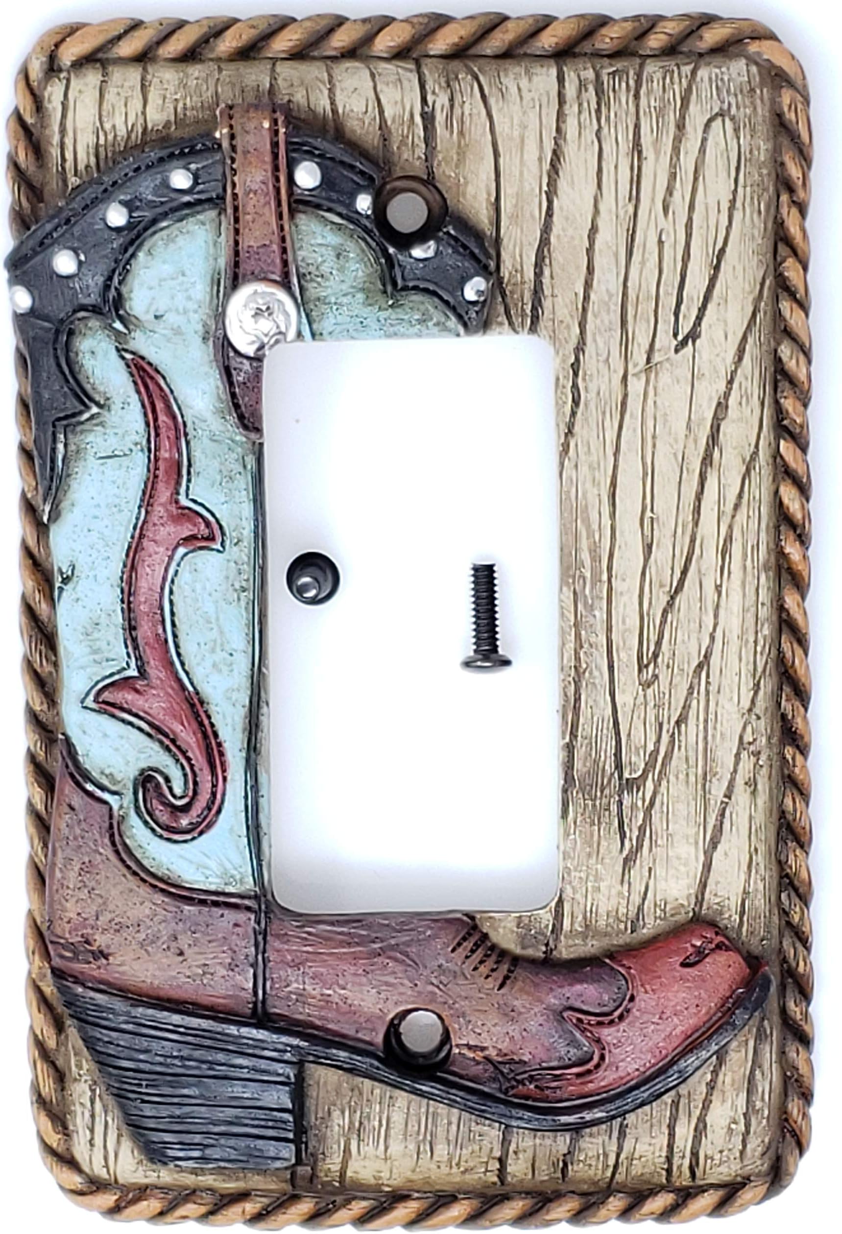Rainbow Trading RA 4783 Western Turquoise Boot Decorative Single Rocker Switch Plate Cover