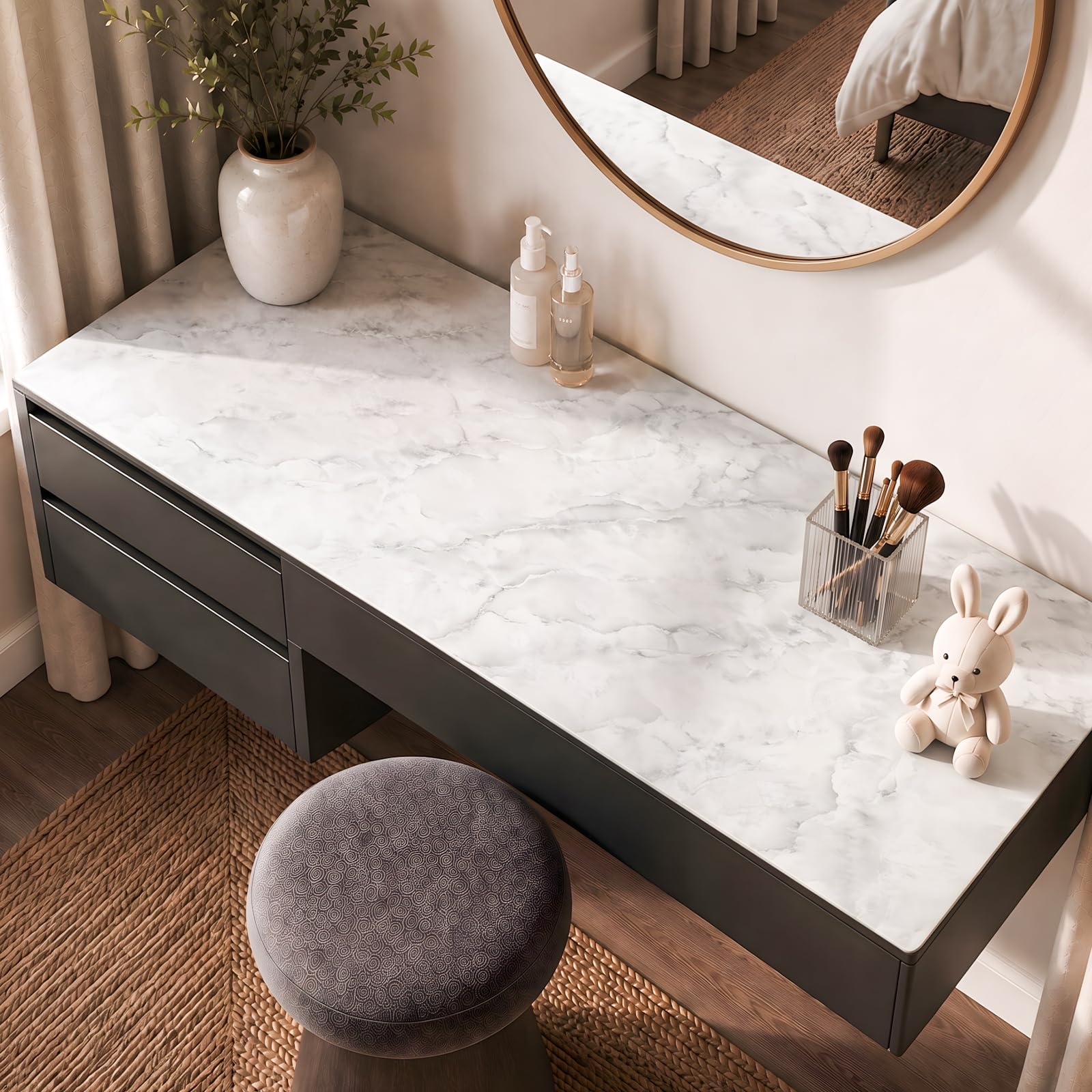 LovePads Marble-Look Table Protector, 24x60 in Vanity &amp; Dresser Cover