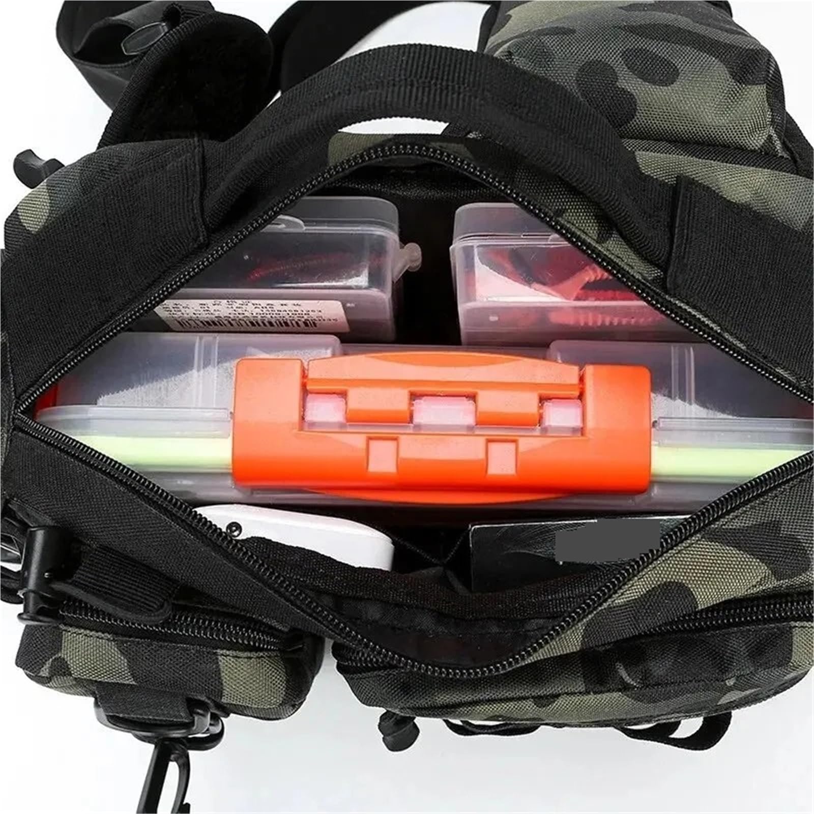 Borse Porta Attrezzi, Scatola Porta Esche, Borsa Porta Attrezzi, Marsupio for Uomo, Zaino da Pesca a Mosca con Porta Canna, Borsa a Tracolla per Esche, ami