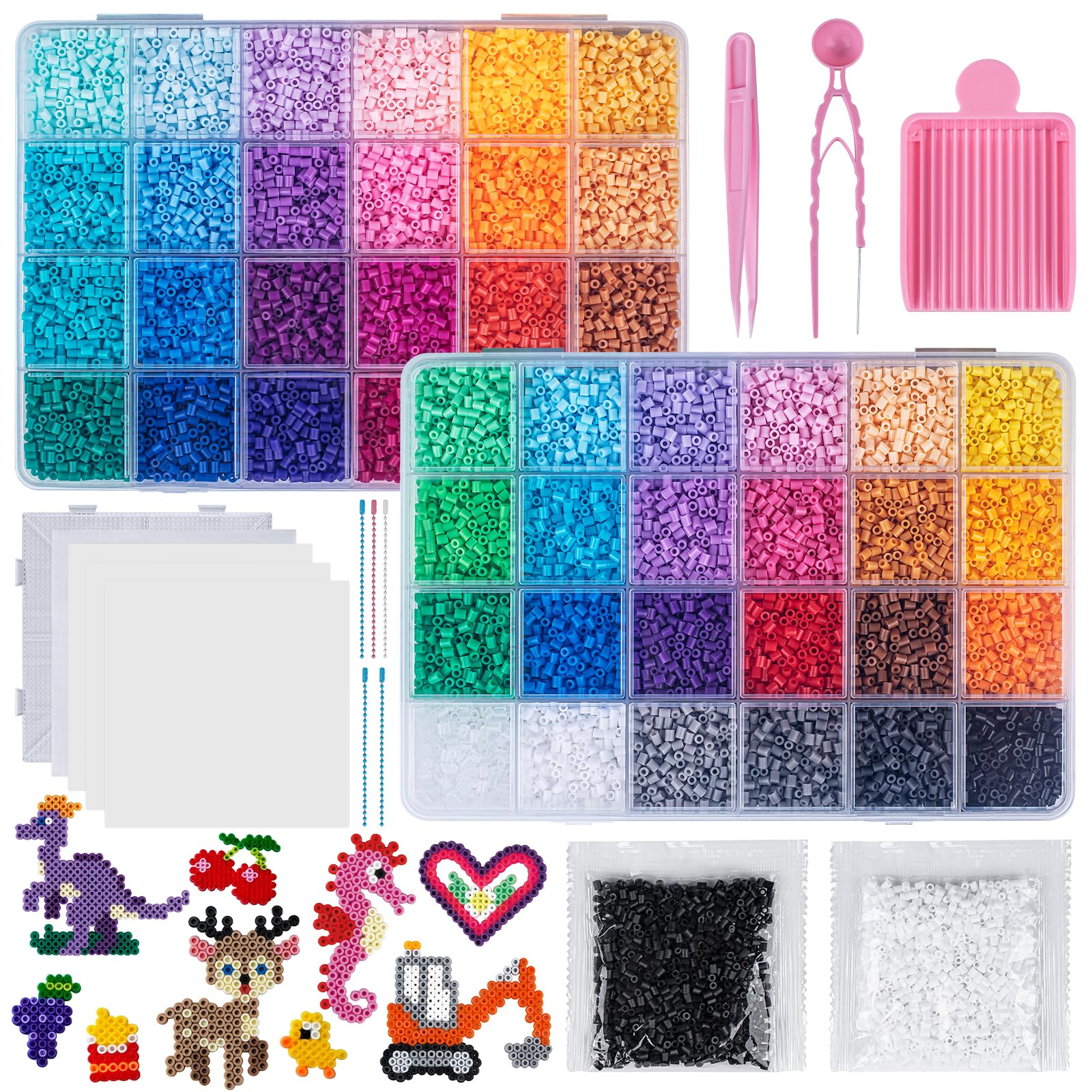 26000PCS Fuse Beads Craft Kit- 48 Colors DIY Art Craft Toys Gifts with Pegboard,Ironing Papers and Accessories – Complete Creative Art Supplies for Girls & Boys Birthday Christmas