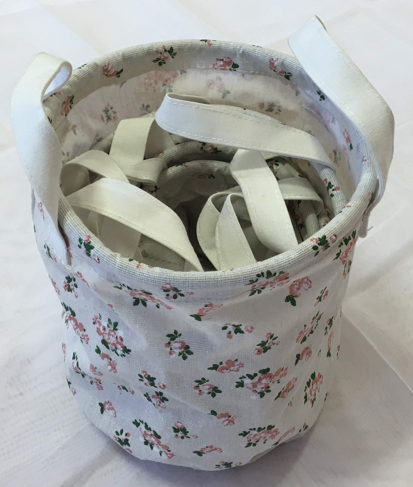 Alan Symonds Set of 5 Linen Tidy Storage Baskets with carry handles (FLORAL - B)