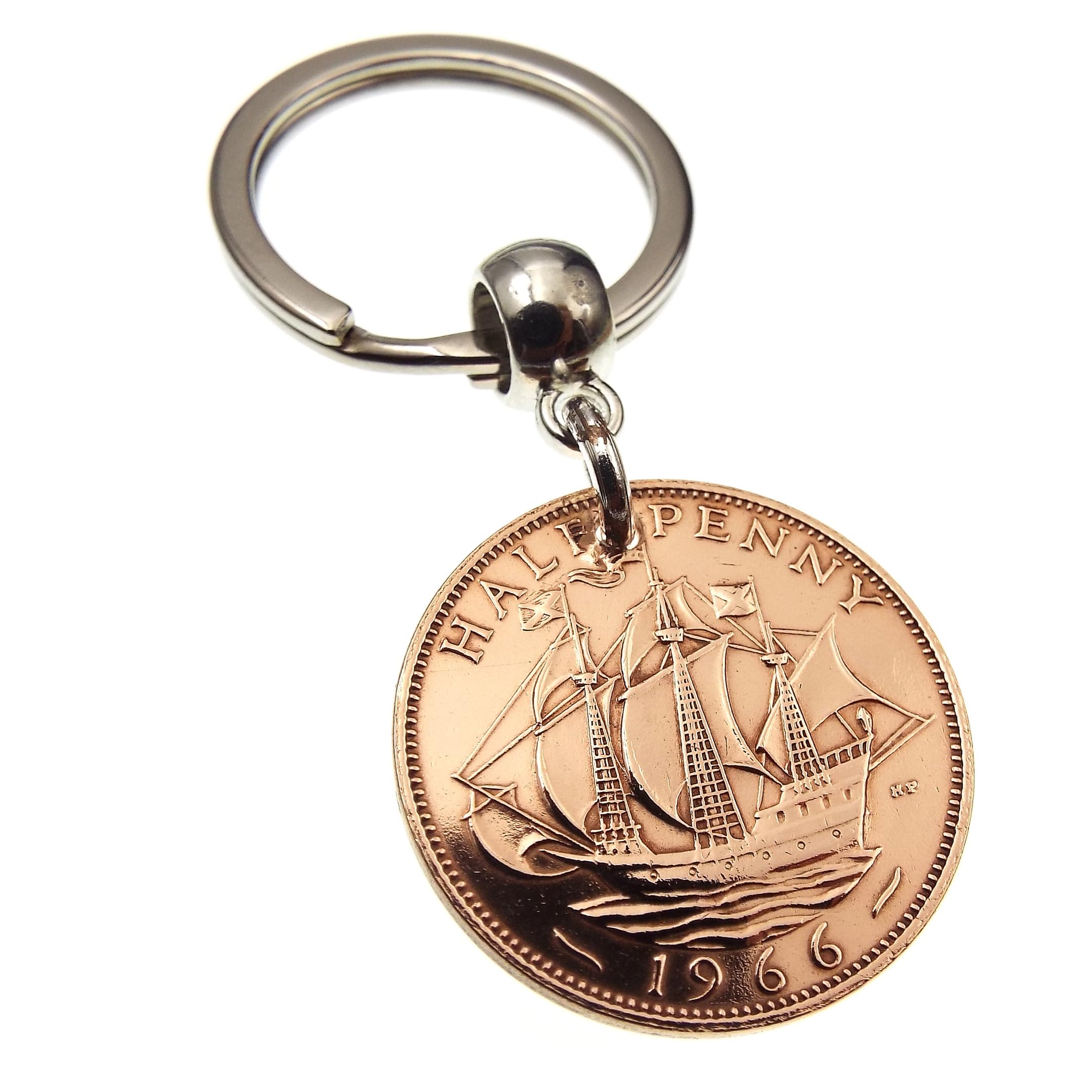 A Silver Dream 1966 British Half Penny Coin Keyring