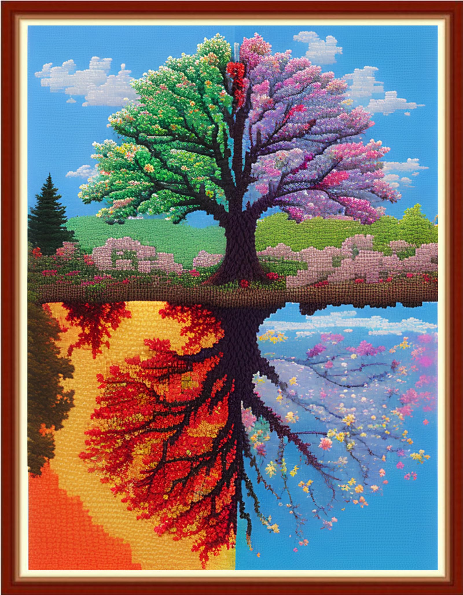 Redxing Stamped Cross Stitch Kits Embroidery kit for Beginners Adults Full Range of Embroidery Patterns Starter Kits DIY Printed Cross Stitch Kits Needlepoint Kits 11CT-Magic Tree 15.7x19.7 inch