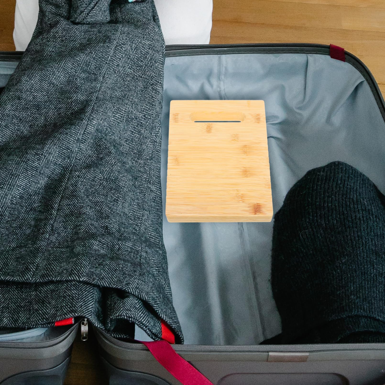 Kleiner Waschbrett aus Bambus für Reisen und Haushalt, Glatt