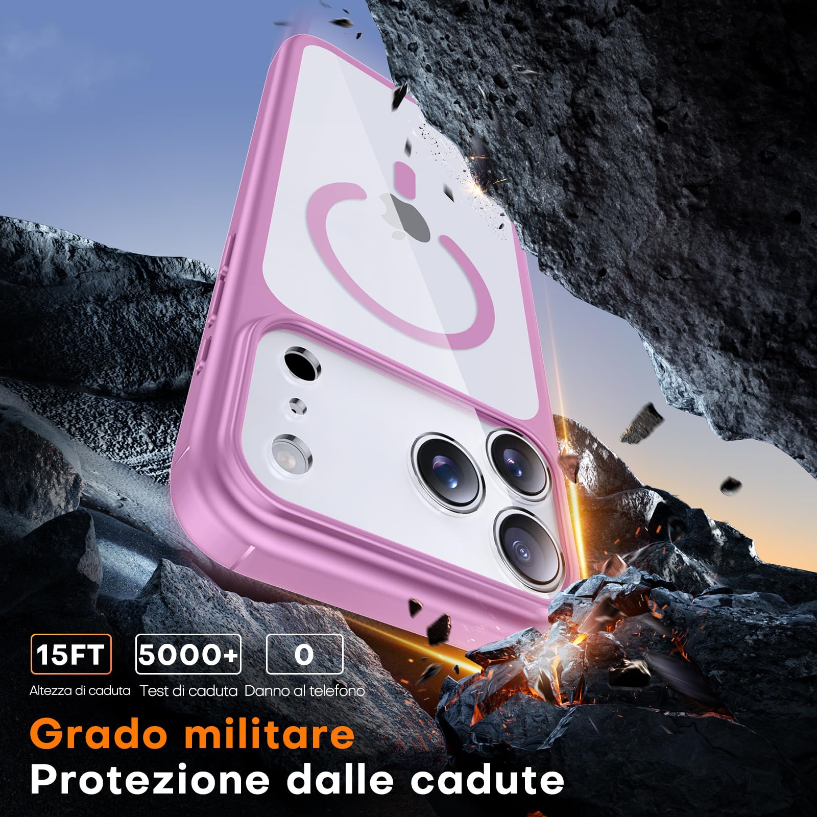 TAURI Cover per iPhone 17 Pro Max con Pellicola in Vetro Temperato,Protezione Completa della Fotocamera,Trasparente Custodia per Sottile Anticaduta - Verde Opaco