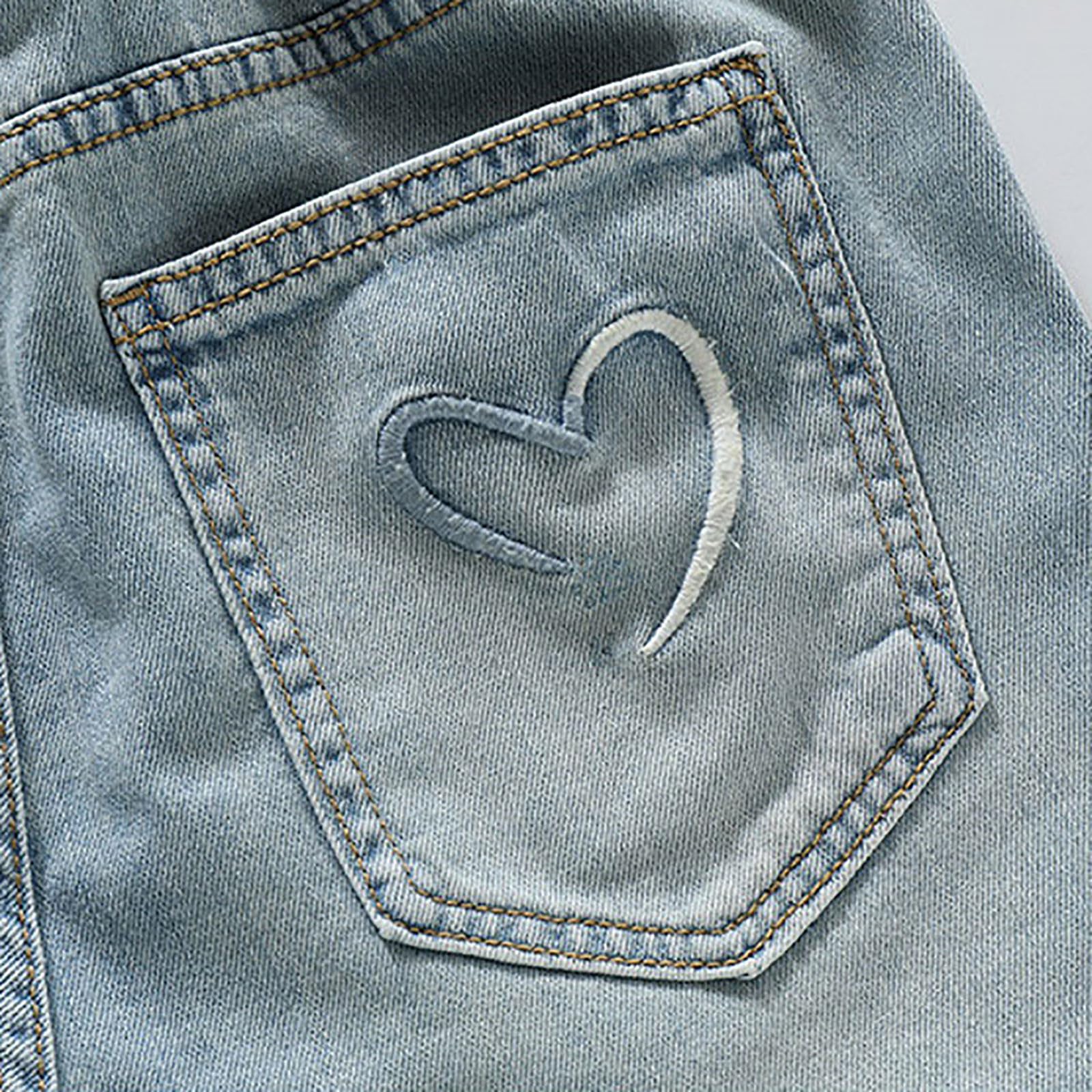 Generico Jeans Bambina 4-15 Anni Baggy Straight Pantaloni Jeans Denim Ragazza con Elastico in Vita Alta Comfort Pantaloni Lavoro Cargo Ampio Invernali con Tasconi Y2K Streetwear