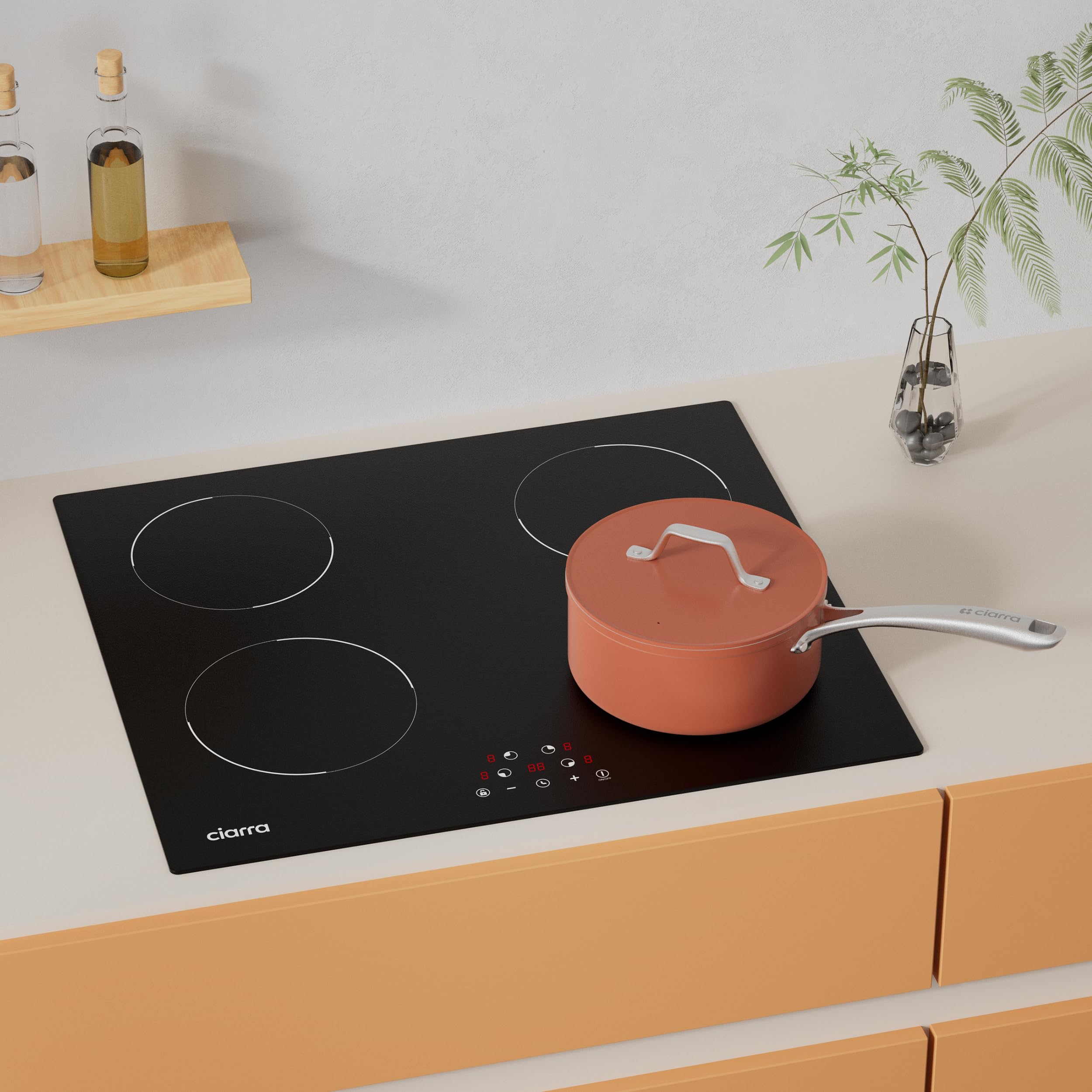 Ciarra CBBIH604-D Induktionskochfeld 60 cm 4 Zonen Einbau Touch-Bedienung | Kochfeld Induktion | 9 Leistungsstufen Timer | Kindersicherung | Abschaltautomatik | Restwärmeanzeige | Überhitzungsschutz