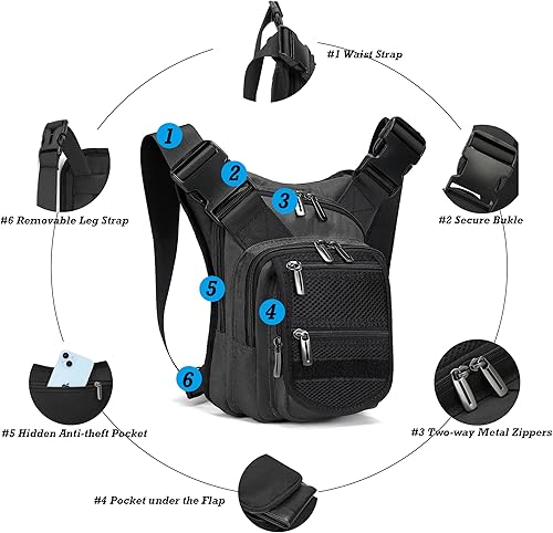 Miniatura 3 de NICGID Riñonera para la pierna, bolsa de muslo, bolsa de pierna caída, bolsas de cintura de senderismo para hombres y mujeres, bolsa de viaje al