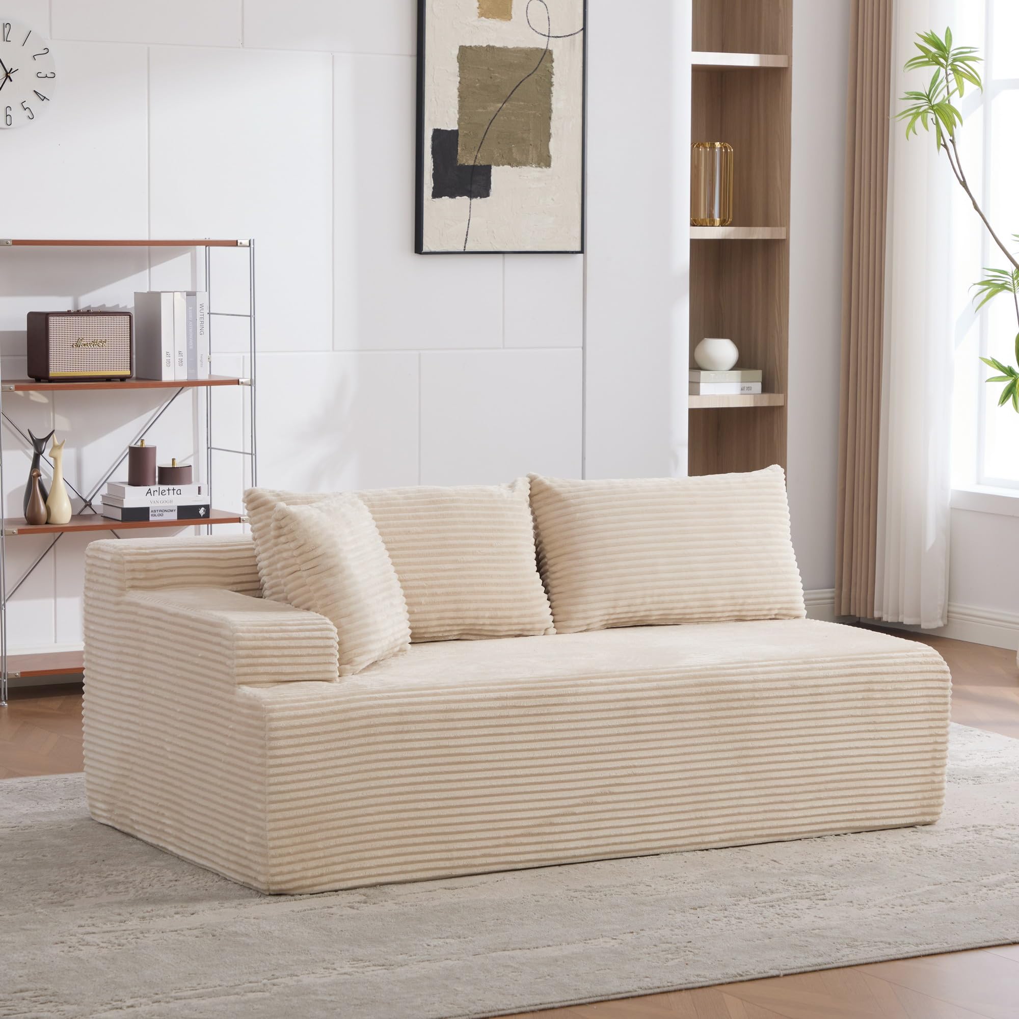 Generisch Sofá de compresión de chenilla beige: Nube suave, sin construcción