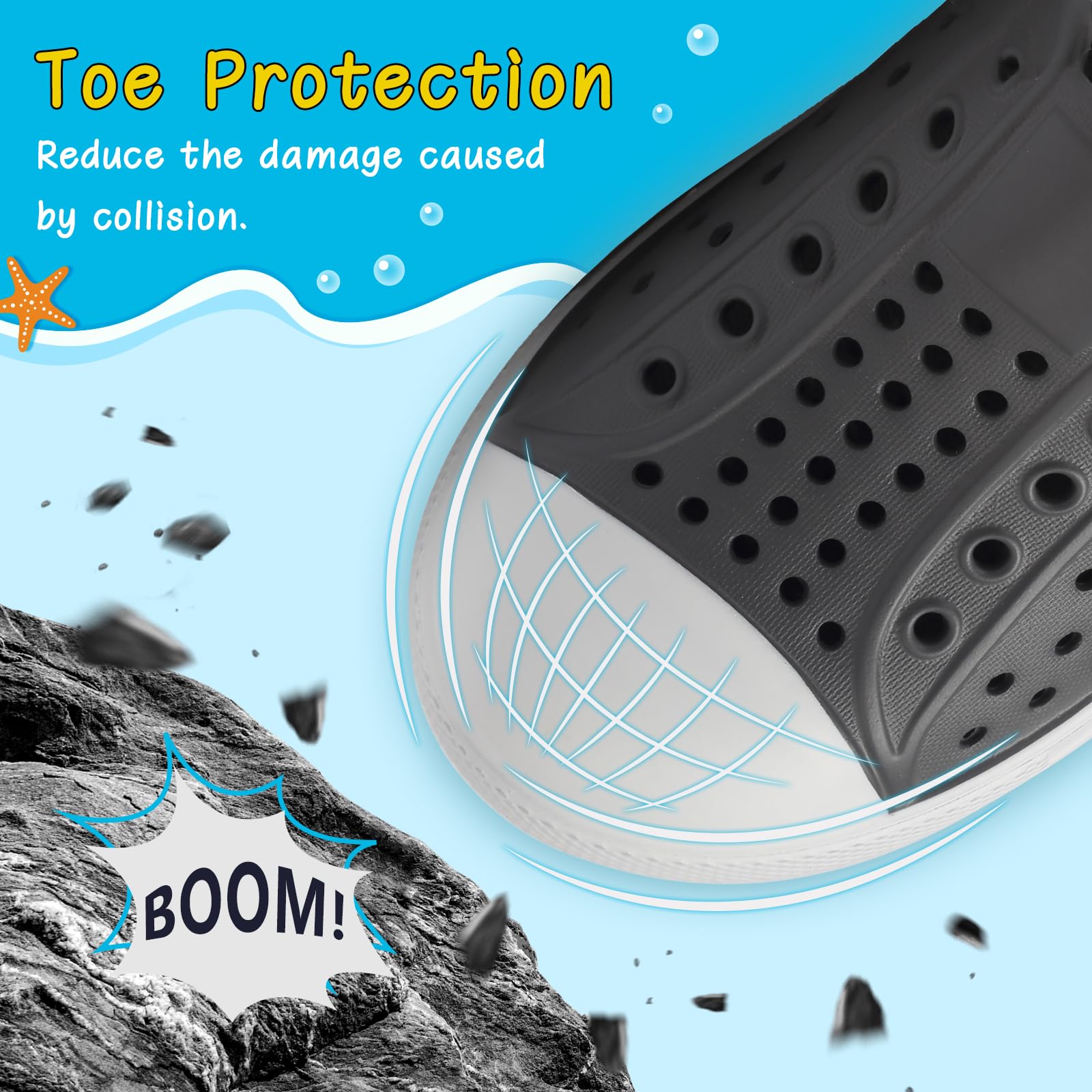 ziitop Kids Toddler Water Shoes for Boys Girls Baby Sandals Sneakers Beach Garden Swim, Anti-Slip Breathable Quick Dry Lightweight Slip-on (Toddler/Little Kid/Big Kid) Grey