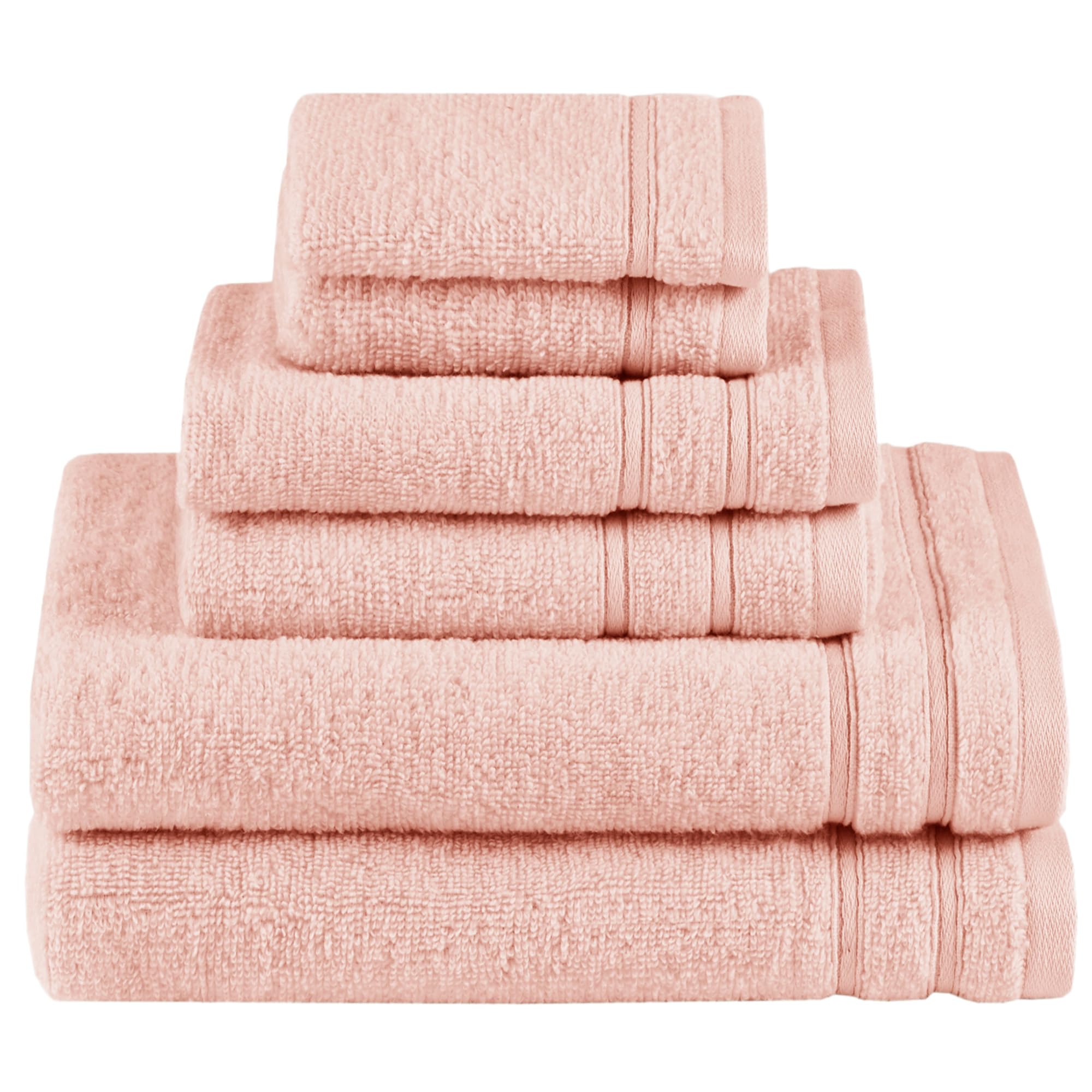Comfort Spaces Luxury Bath Towel Set - 6 Piece - 2 Bath, 2 Hand, 2 Washcloth - Pink - Cotton - Quick Dry - Soft - Lightweight - Blush