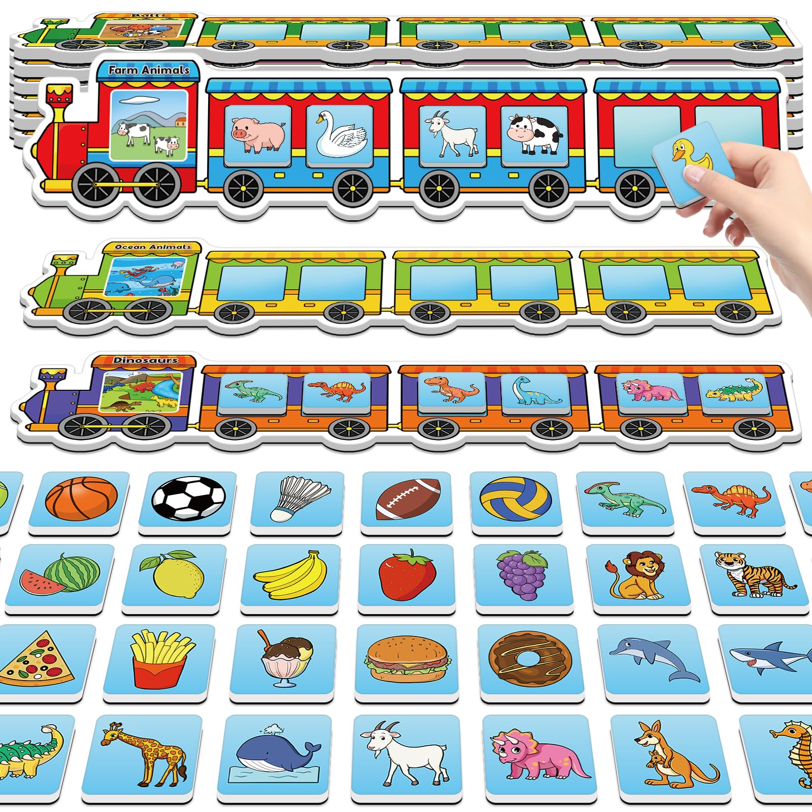 Quilinz Magnetic Sorting Toys,Animal&Vegetable&Fruit&Food&Ball Fridge Magnets for Kids,Recognition Games,Toddler Magnets for Refrigerator Whiteboard,Matching Game,Preschool Learning Activity
