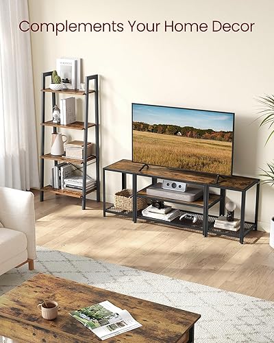 Miniatura 3 de VASAGLE Moderno soporte de TV para televisores de hasta 65 pulgadas, centro de entretenimiento de 3 niveles, mesa consola de TV industrial con café